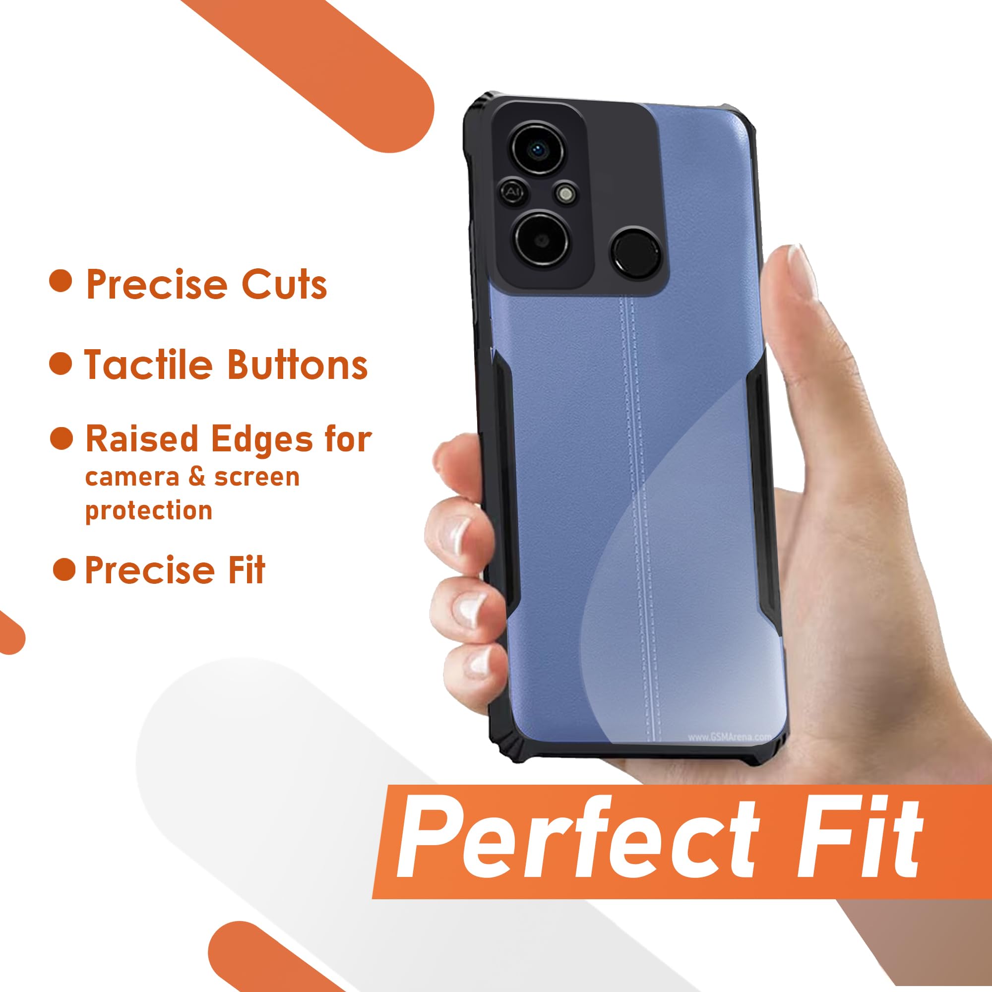 Knotyy Redmi 12C Back Cover Case, Camera Bump Protection, Slim Stylish Matte Design, Shockproof Case with Edge Bumpers (Steel Black) 6