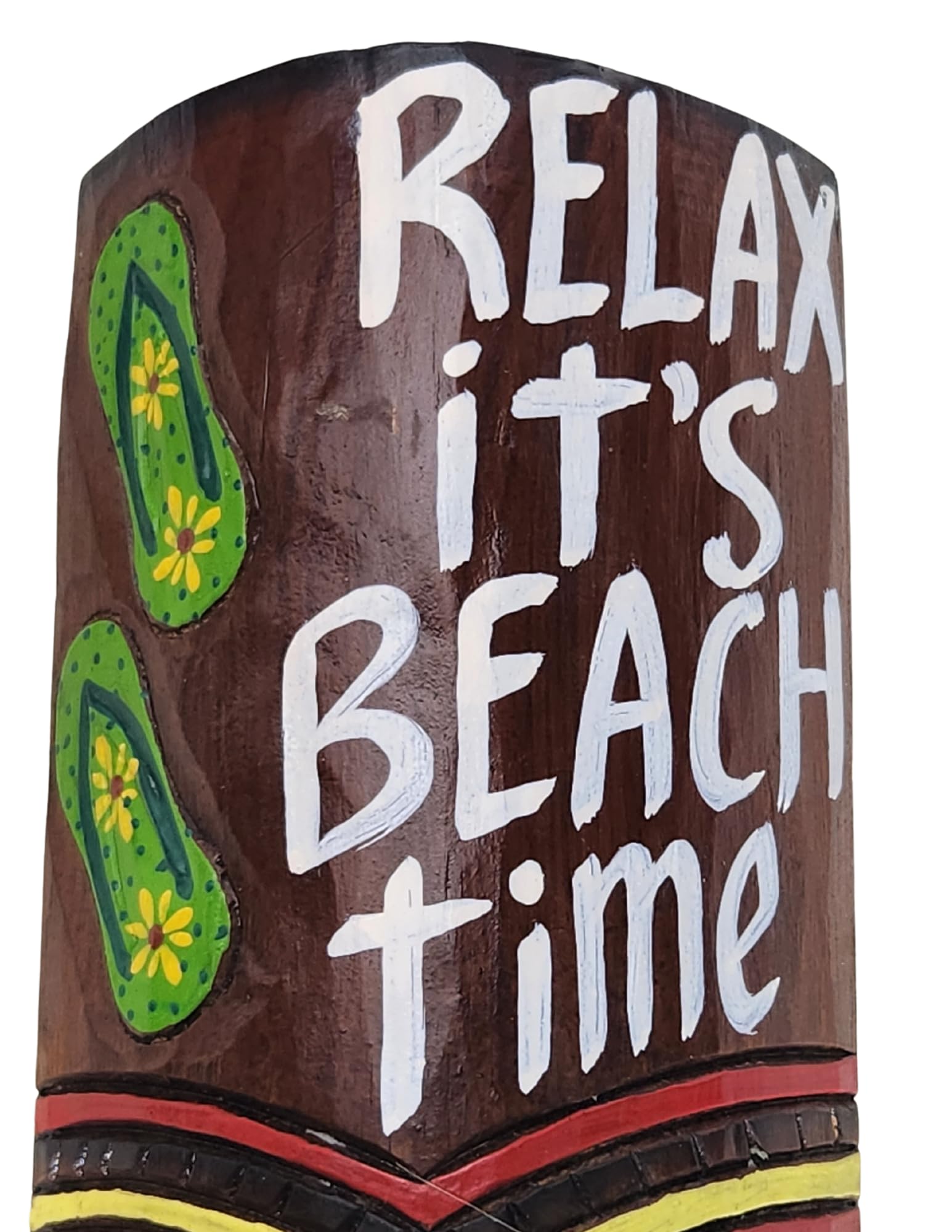 WorldBazzar 20" SET OF 2 HANDMADE TIKI MASK HAWAIIAN POLYNESIAN WALL ART TRIBAL BAR TROPICAL Come Classy Leave Trashy & Relax It's Beach Time Signs 3