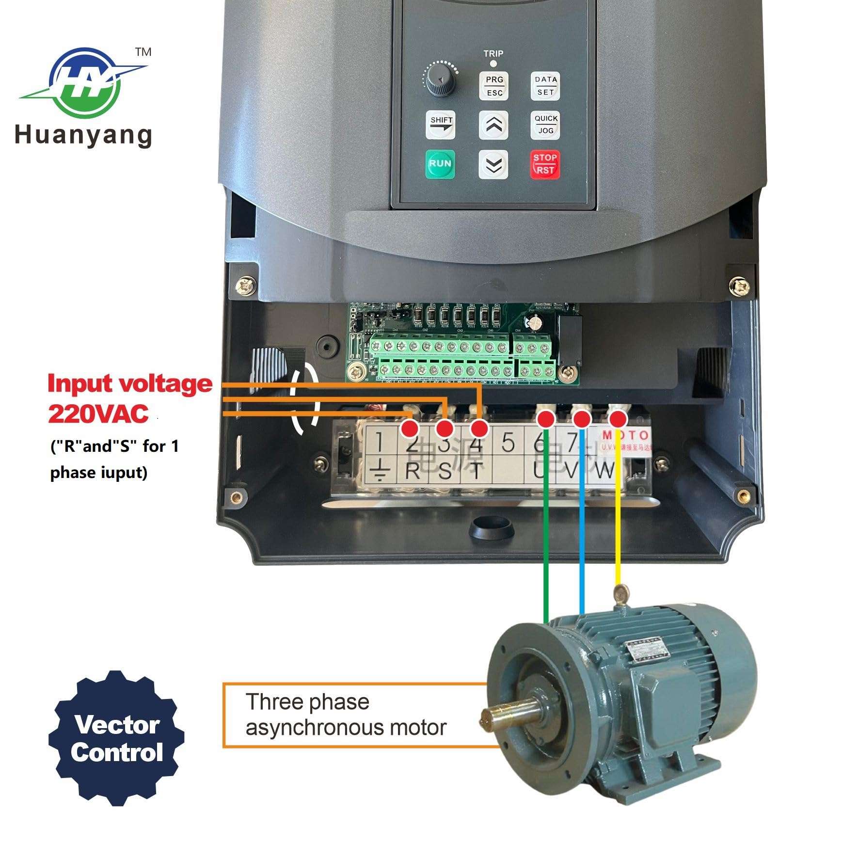 HY HUANYANG VFD Vector 1/3-Phase to 3-Phase Converter, for (≤15HP Motor) Speed Control,220V Input/Output(GT Series 15KW,20HP Model) 4