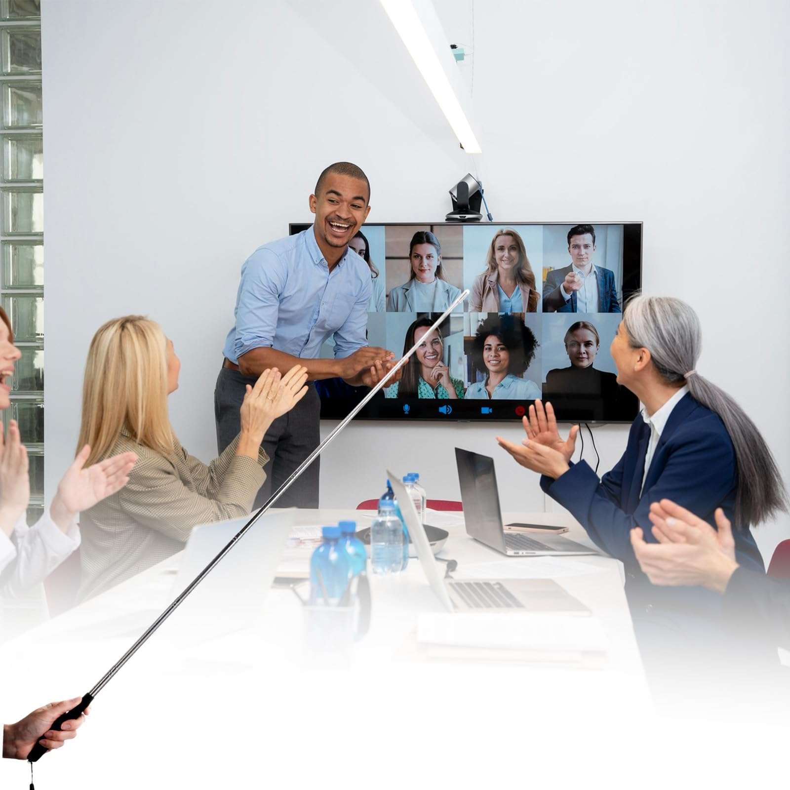 Gjinxi Teacher Pointer Stick with Hand Lanyard, Telescopic Pointer for Classroom Teaching Kid Reading, Retractable Whiteboard Pointer Extendable Presentation Pointer 39.37'' 3