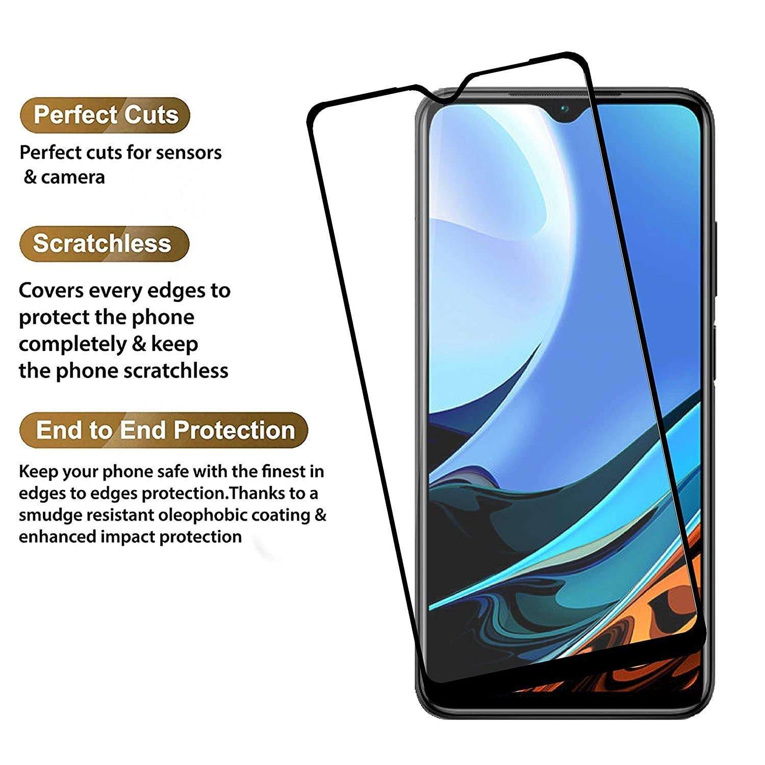 DD SON (Black 11D Tempered Glass for Redmi 9 Prime/Xiaomi Poco M2/Poco M3/Redmi 9 Power (2020) (11D) -Edge to Edge Full Screen Coverage 4
