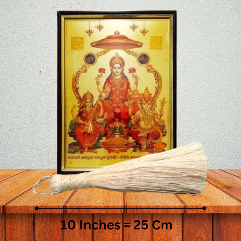 BenignCraft Broomstick 10 inch Divine Place Small Puja Broom Banana Fiber Handle with Loop for Prayer Room Dusting & Cleaning. 4
