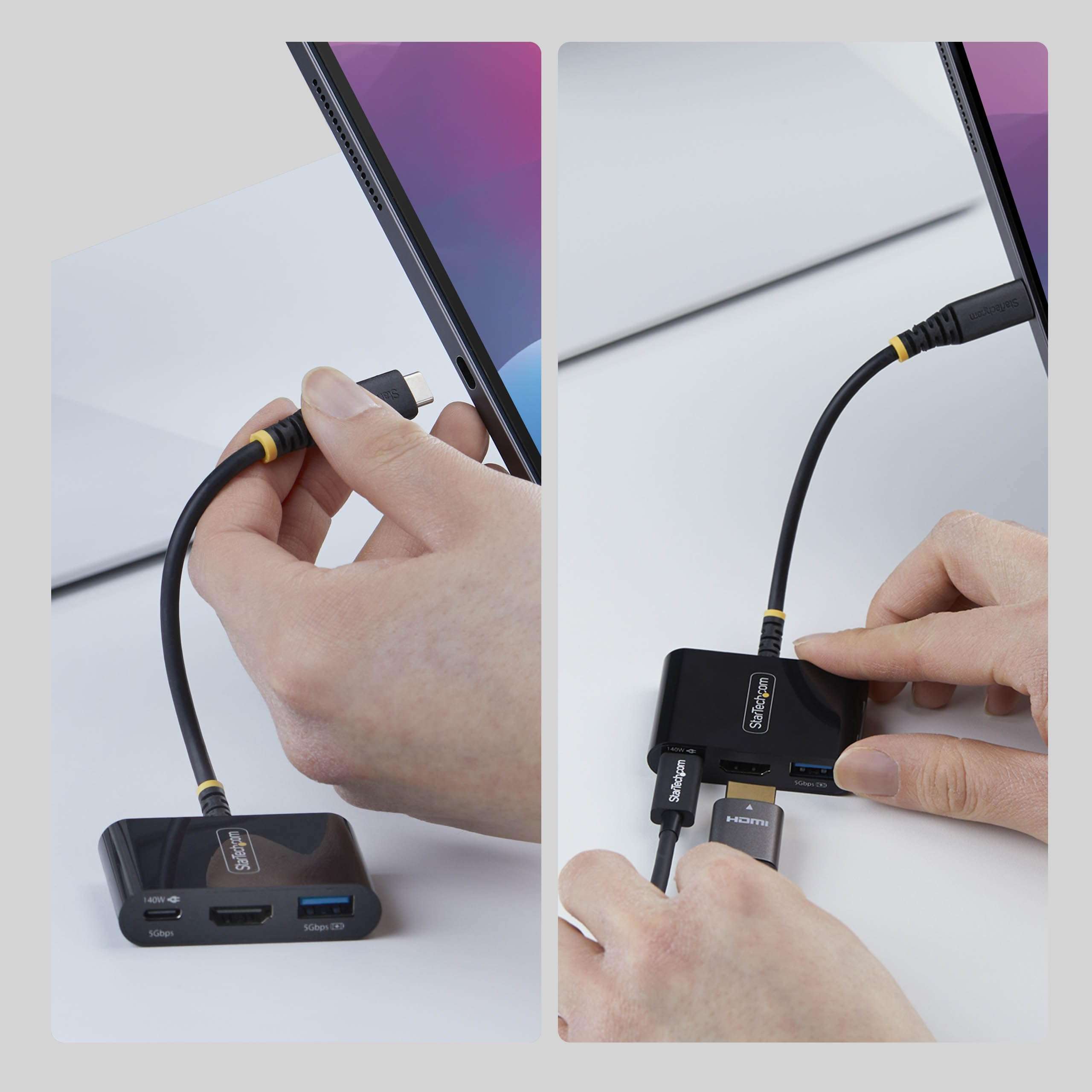 StarTech 3-in-1 USB C to HDMI Multiport Adapter with 140W PD Charging, 4K 60Hz HDMI, USB 5Gbps Hub, Power Delivery 3.2, Mini Dock for MacBook/Dell/Thinkpad/HP/iPad 4