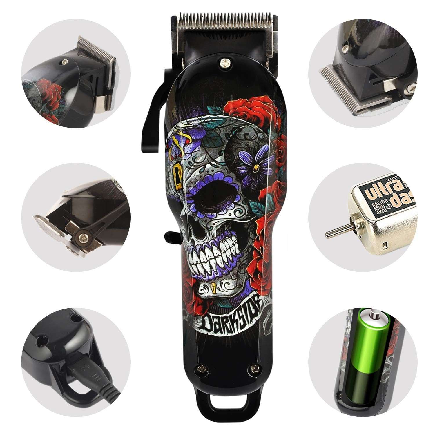 IAS KM-735 Professional Powerful Cordless Retro Hair Cutter Electric Salon Beard Trimmer Hair Cutting Machine 2200mAh Lithium Battery 3