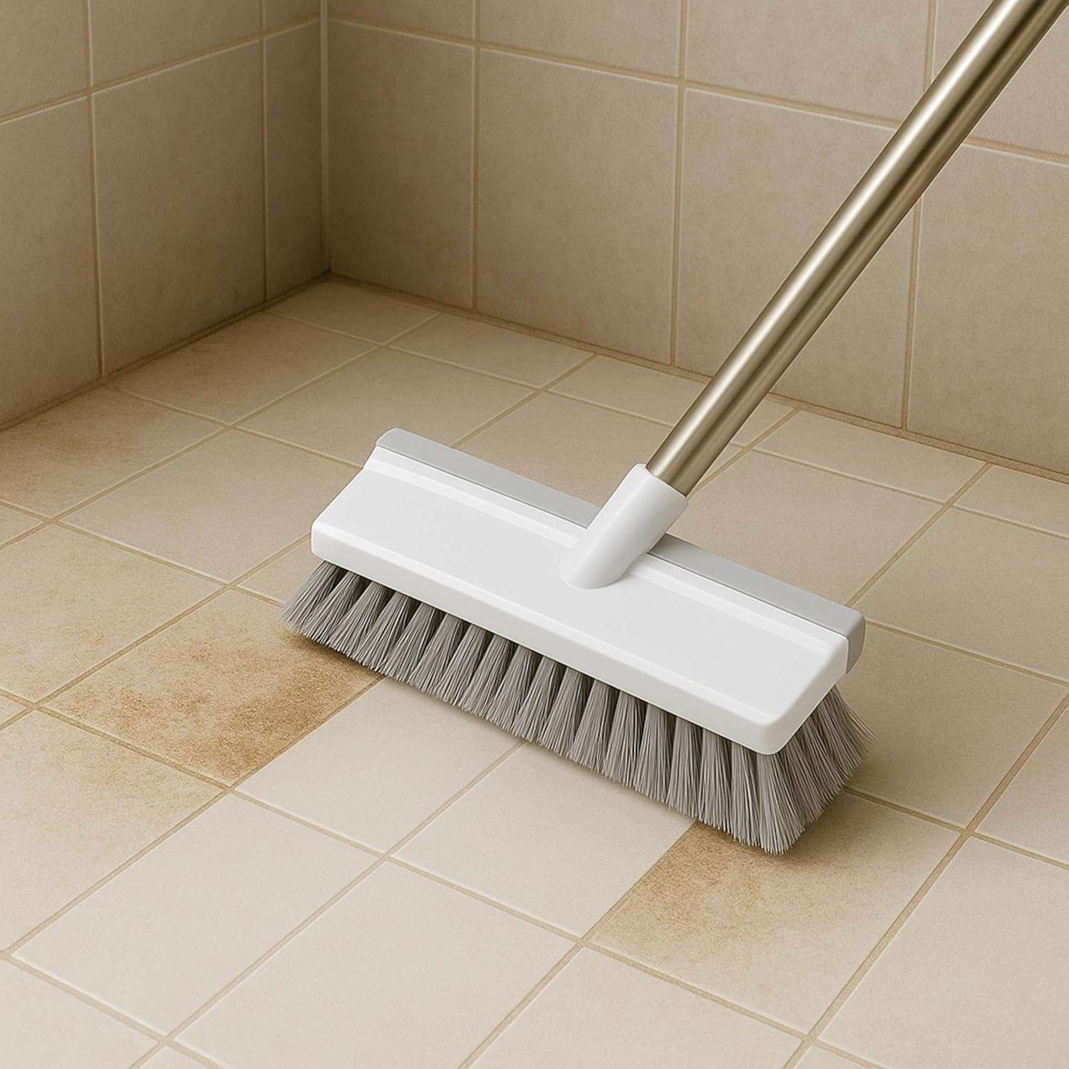 CLEANHOME Bathroom Cleaning Brush with Wiper, Floor and Tiles Cleaner Brush, Bathroom Cleaning Accessories, Cleaning Brush with Long Handle, Versatile Washroom Brush Cleaner (Medium) 3