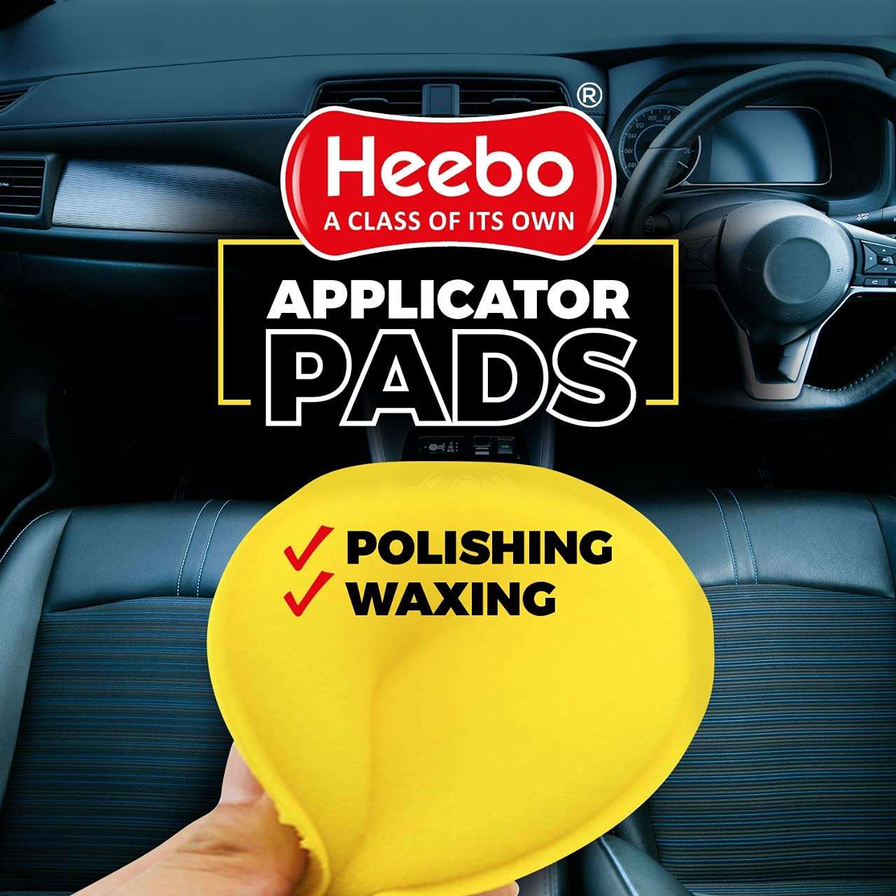 Heebo Multipurpose Foam Wax Applicator Pads - Pack of 12 | Car Polish Applicator Sponge | Soft Car Wax Detailing Sponge | Used for Detailing Polish/Wax Bike Car Dashboard | Car Dressing Round Pads 3