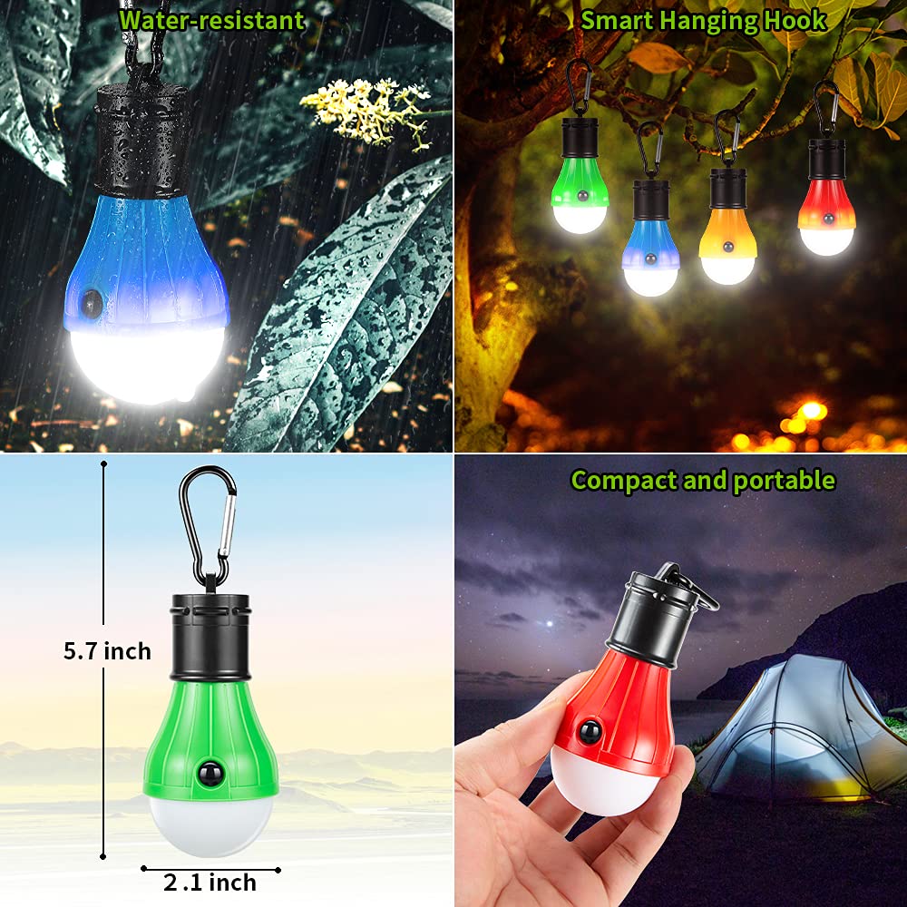 LED Camping Light [2 Pack] Doukey Portable LED Tent Lantern 4 Modes for Backpacking Camping Hiking Fishing Emergency Light Battery Powered Lamp Camping Essentials Tent Accessories 6
