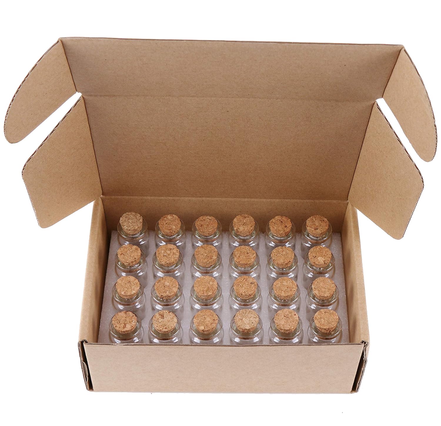 STORE 2508 24Pcs 10ml Glass Bottles Cork Stoppers DIY Decoration Mini Glass Vials Cork Message Glass Bottle Vial Cork, Small Glass Bottles Jars Corks for Wedding Party Favors 6