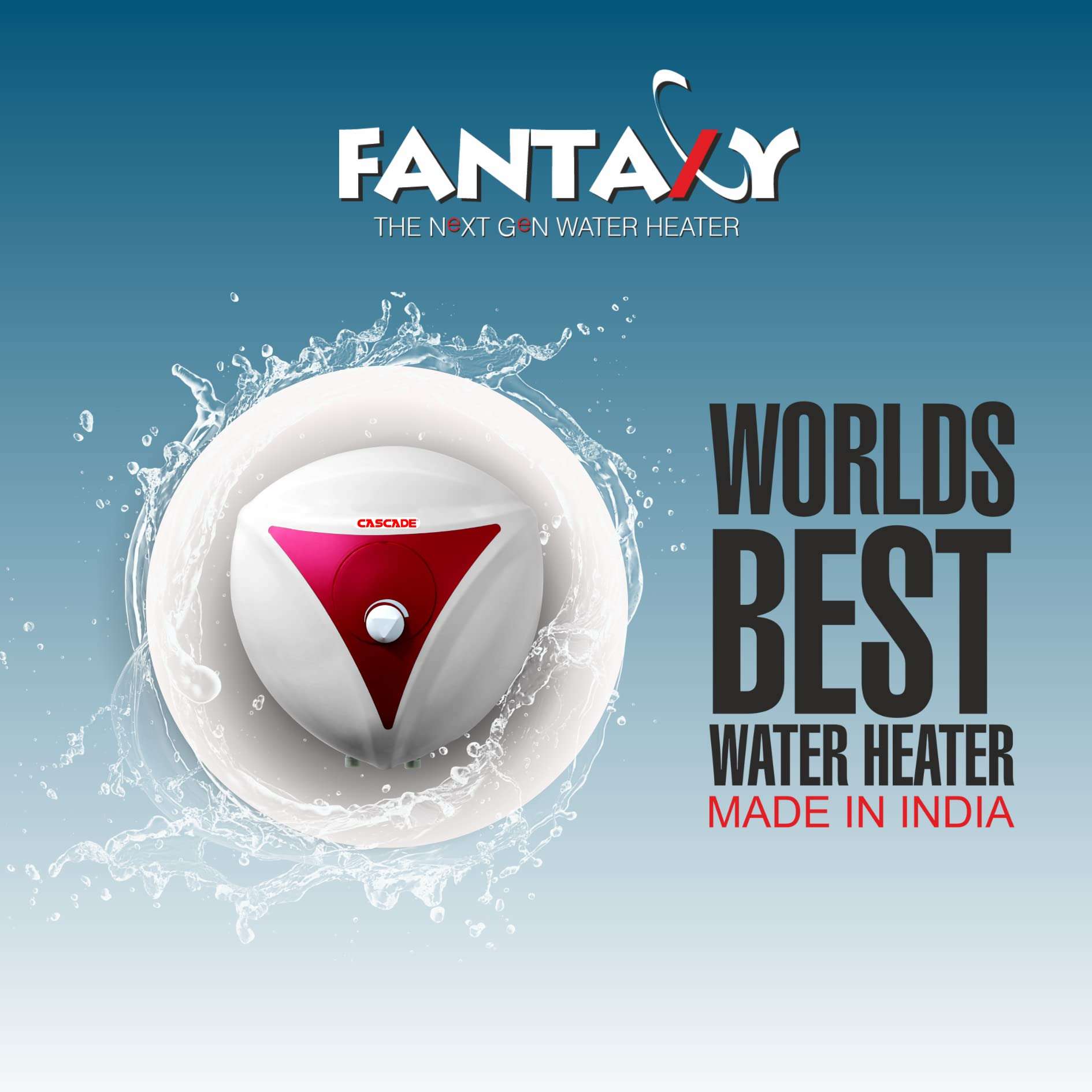 Cascade Fantaxy Storage Water Heater Geyser | White and Pink | Free Installation | Vertical Mounting | Flat on Wall Design | 7 Minute Heating | Advanced Safety Features (white, 10 Litre) 3