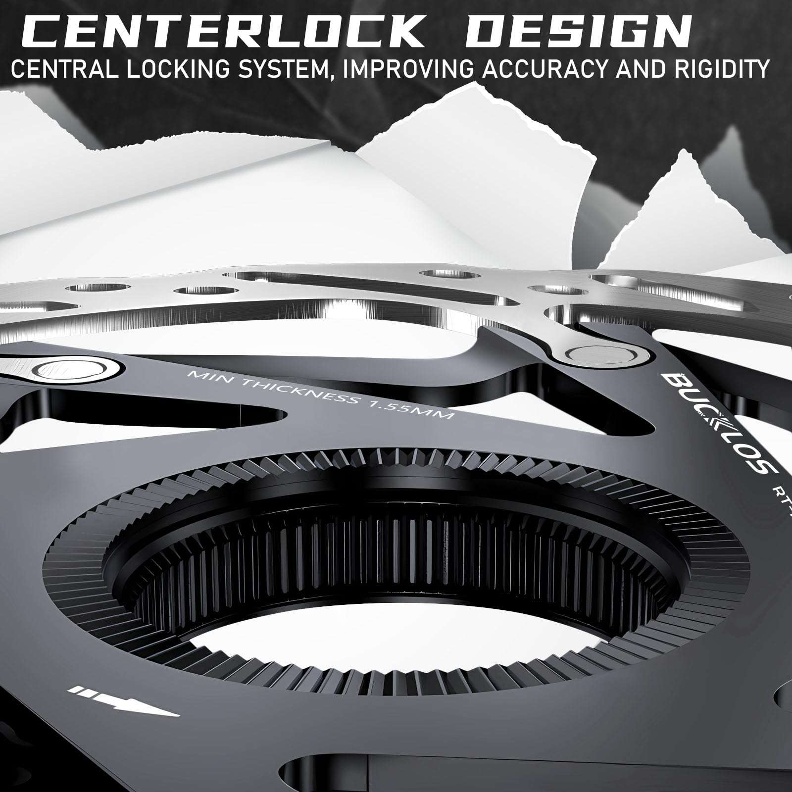 BUCKLOS Centerlock 160mm Bike Disc Brake Rotor - Mountain Bike Road Bike MTB Center Lock Stainless Steel Bicycle Disc Brakes Rotors for E-bike/BMX(Black) 3