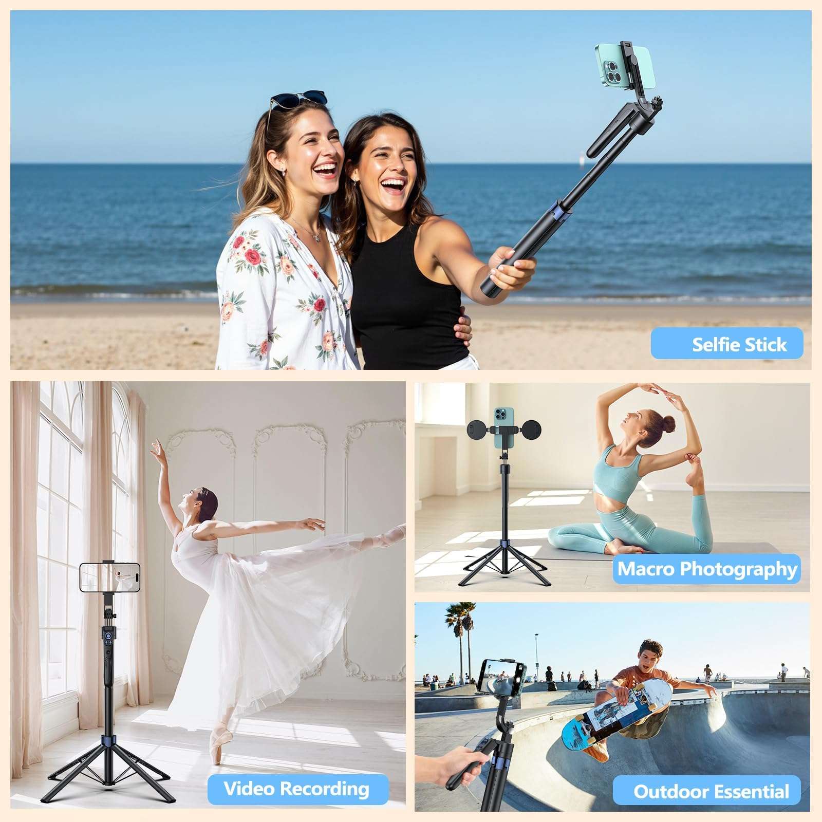 Smart Face Tracking Tripod Selfie Stick with LED Light, 360° Rotating 70" Phone Camera Stand with Bluetooth Remote, Perfect for Video Recording, Live Broadcast, and Social Media Content 3