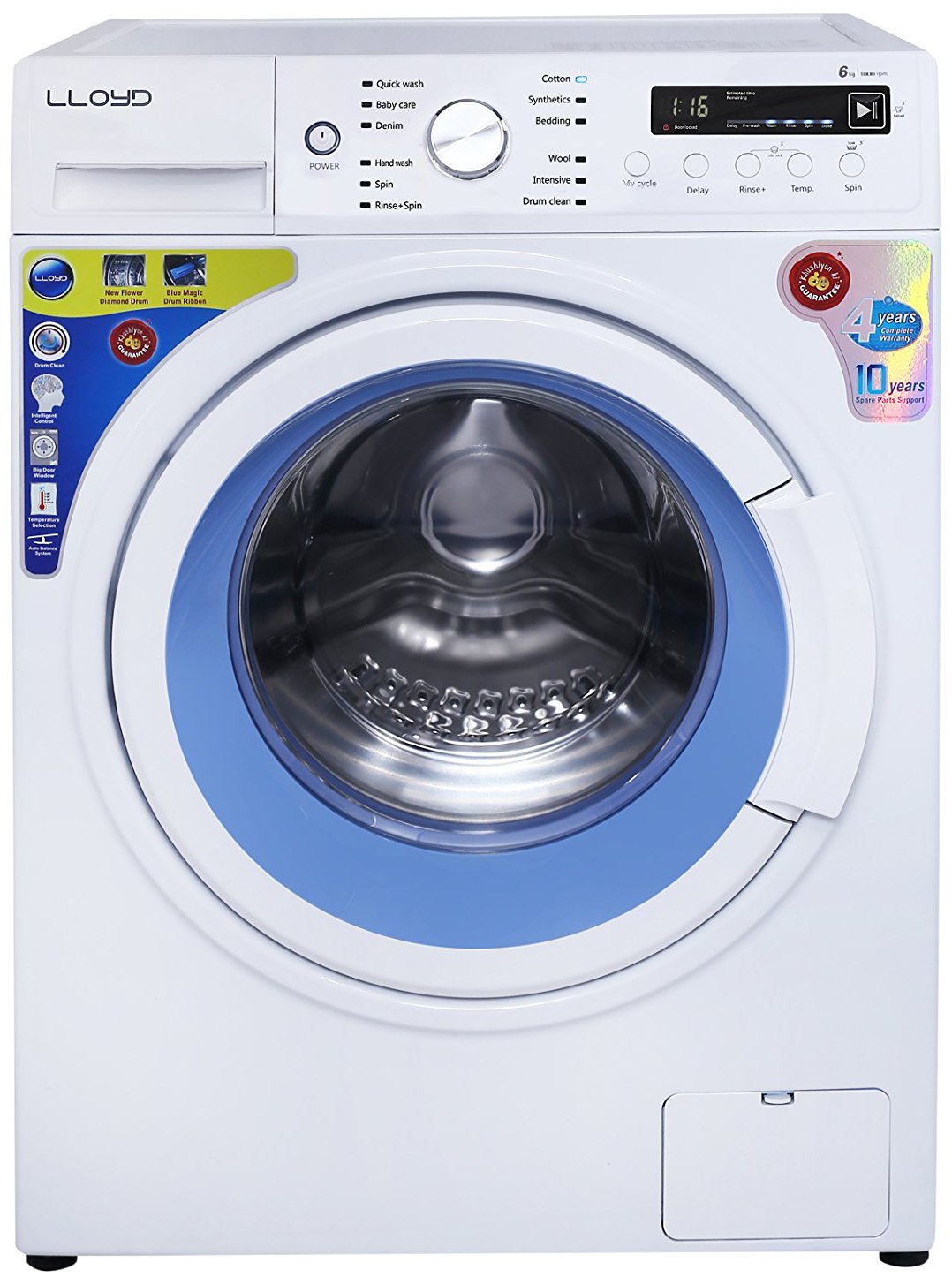 Lloyd 6 kg Fully-Automatic Front Loading Washing Machine (LWMF60, White and Blue) 1