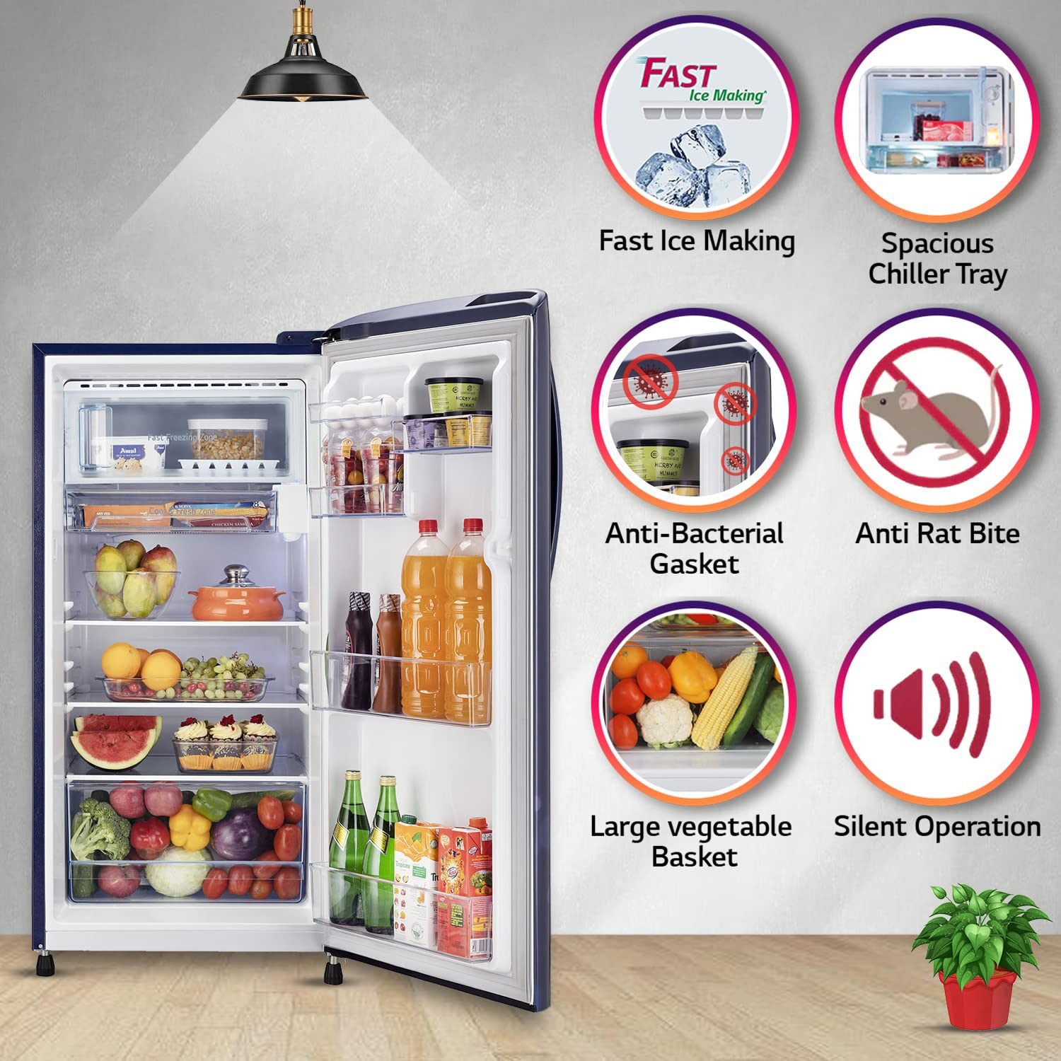LG 204 L 4 Star Direct-Cool Inverter Single Door Refrigerator (‎‎GL-B211CBCY, Blue Charm, Smart Connect & Fast Ice Making) 5