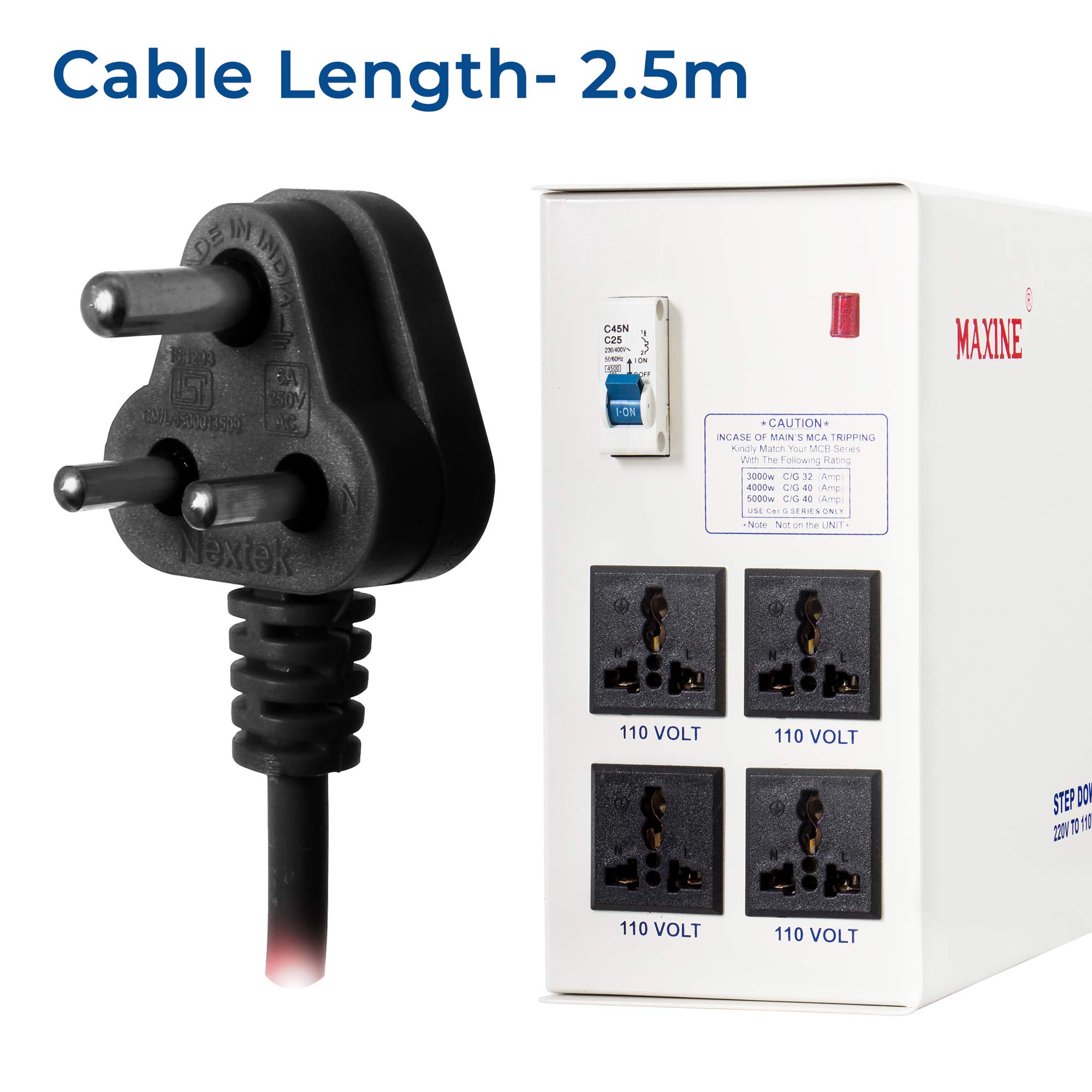 Maxine Voltage Convertor, 220V to 110V 3000 W , Transformer 3 Kva 6