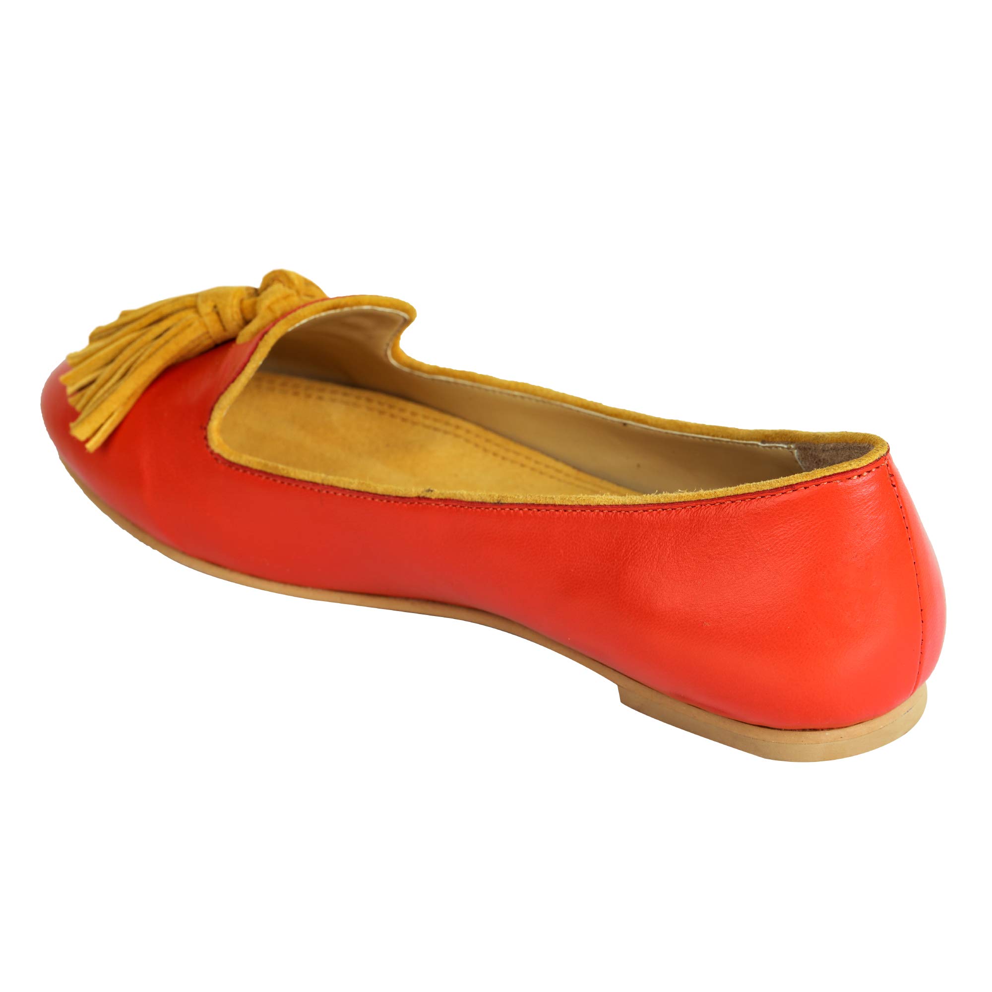 Amica Slexia Women's Casual & Fashion Slip-on Trendy Bellies (Orange, Size-8) 4