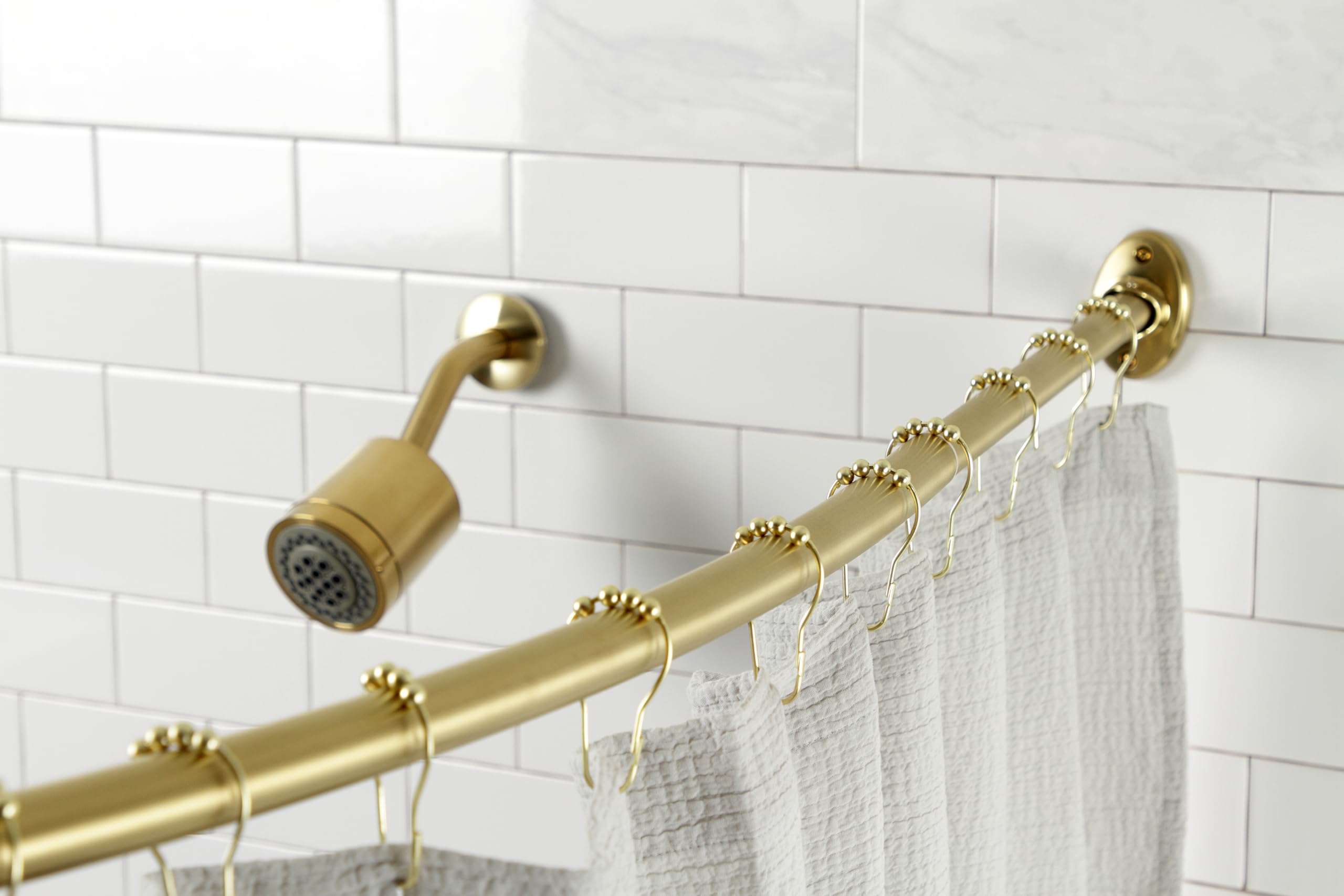 Kingston Brass CC7217 Edenscape 72" Stainless Steel Single Curved Shower Curtain Rod, Brushed Brass 5