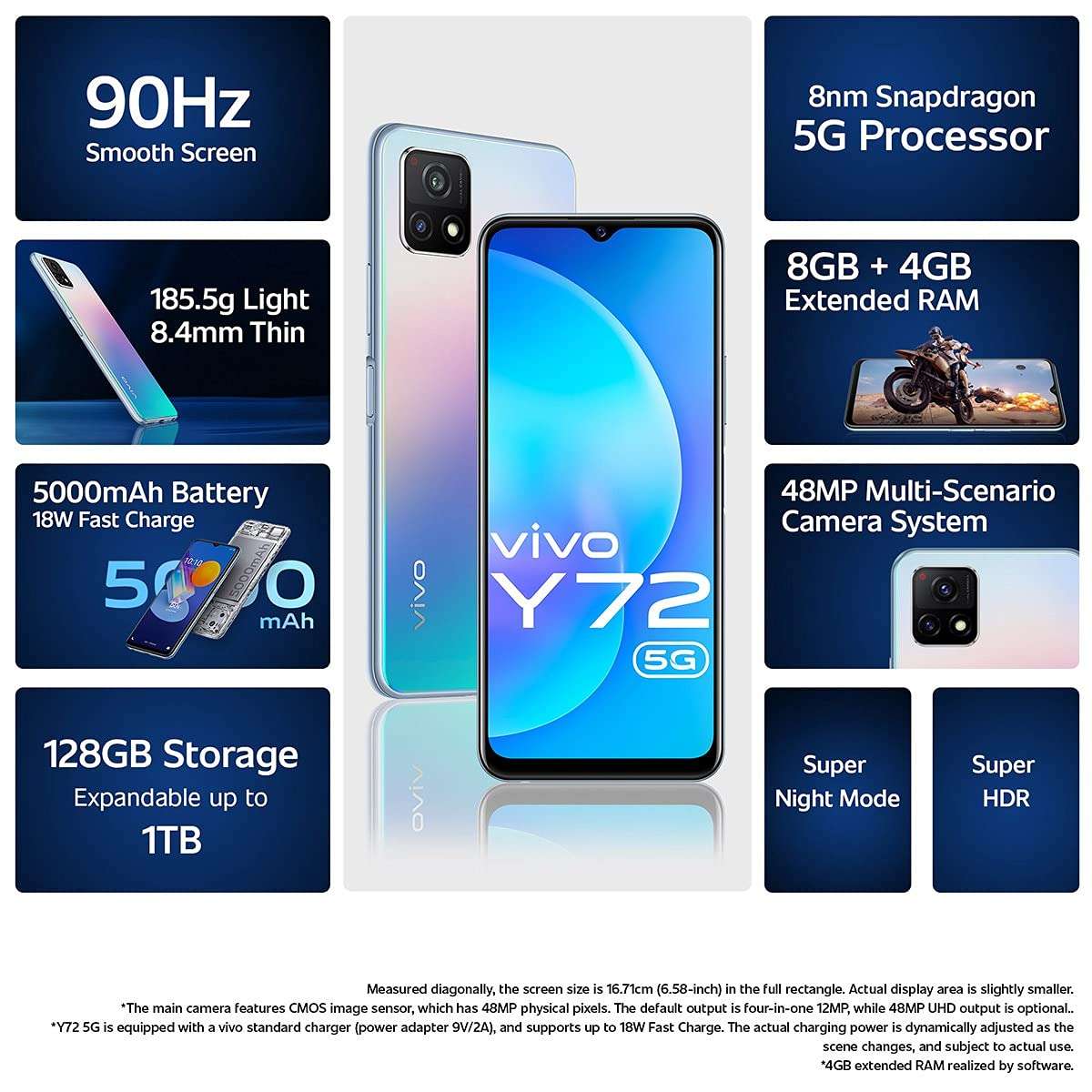Vivo Y72 5G (Slate Gray, 8GB RAM, 128GB Storage) with No Cost EMI/Additional Exchange Offers Color Wired Earphones with Mic and 3.5mm Jack (Black) 3