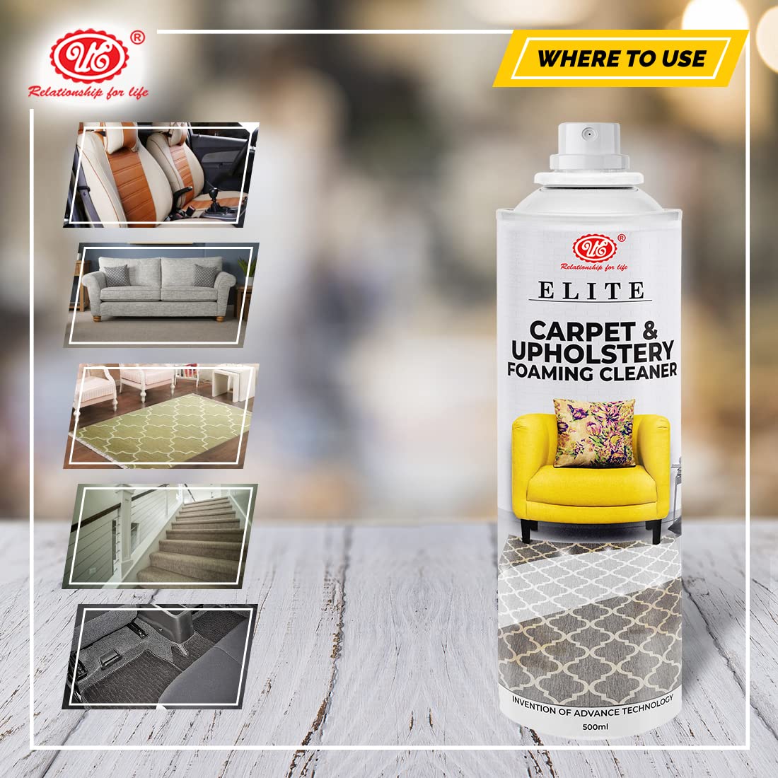 UE Autotech Elite Upholstery Cleaner - Sofa Fabric Couch Clean Liquid for Remove Dirt, Spots & Stains from Carpet Rug, Leather Sofa - Car Cleaning Advanced Formula - Multipurpose Spray, 500 ml 5