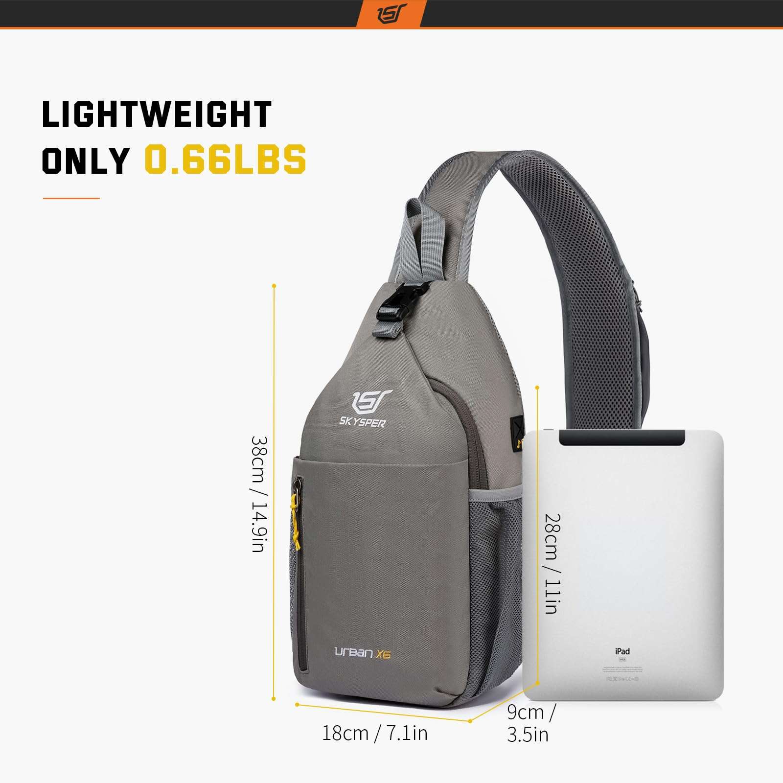 SKYSPER Sling Bag Crossbody Backpack - Chest Shoulder Cross Body Bag Travel Hiking Casual Daypack for Women Men(Khakigrey) 6