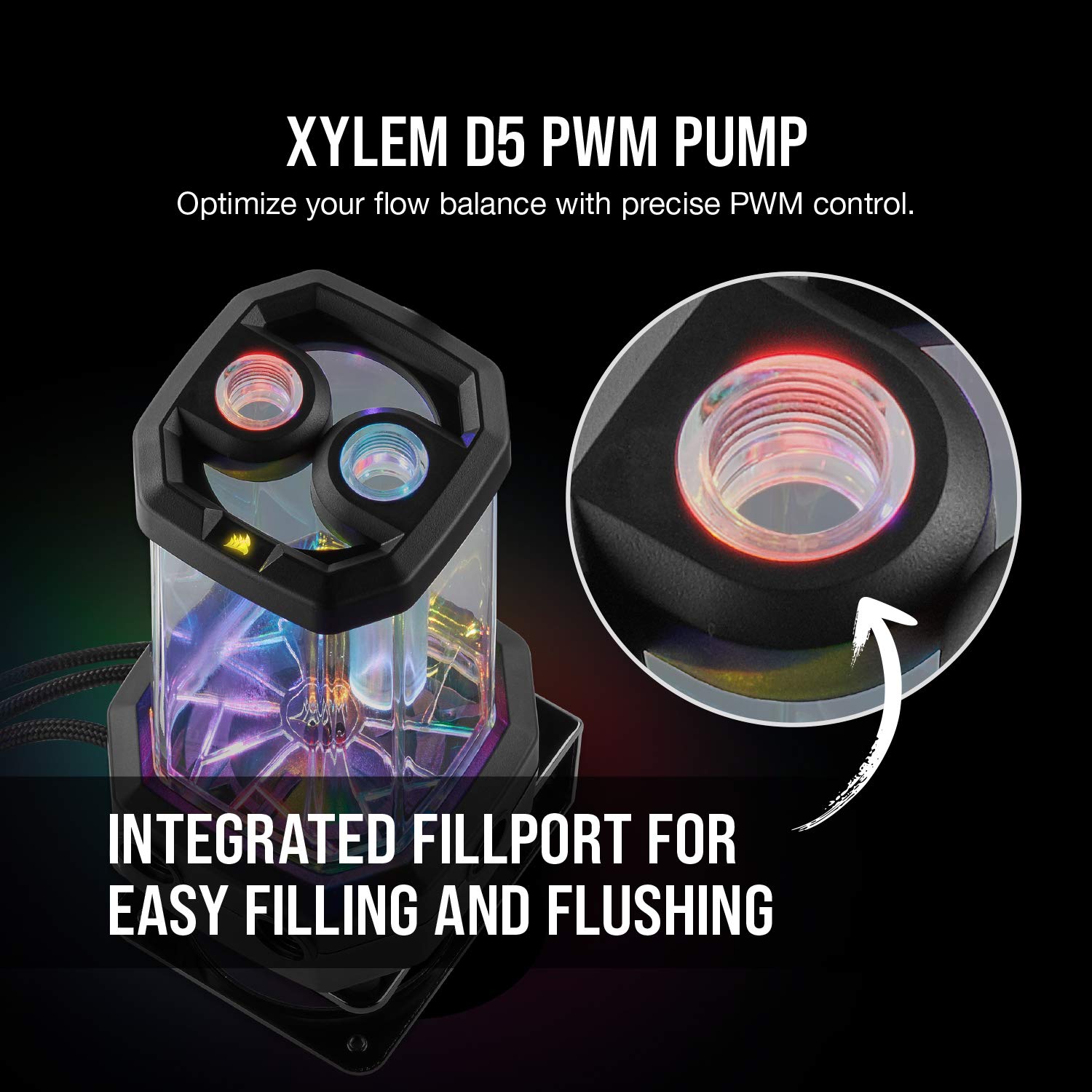 Corsair Hydro X Series, XD5 RGB Pump/Reservoir Combo, RGB Lighting 3