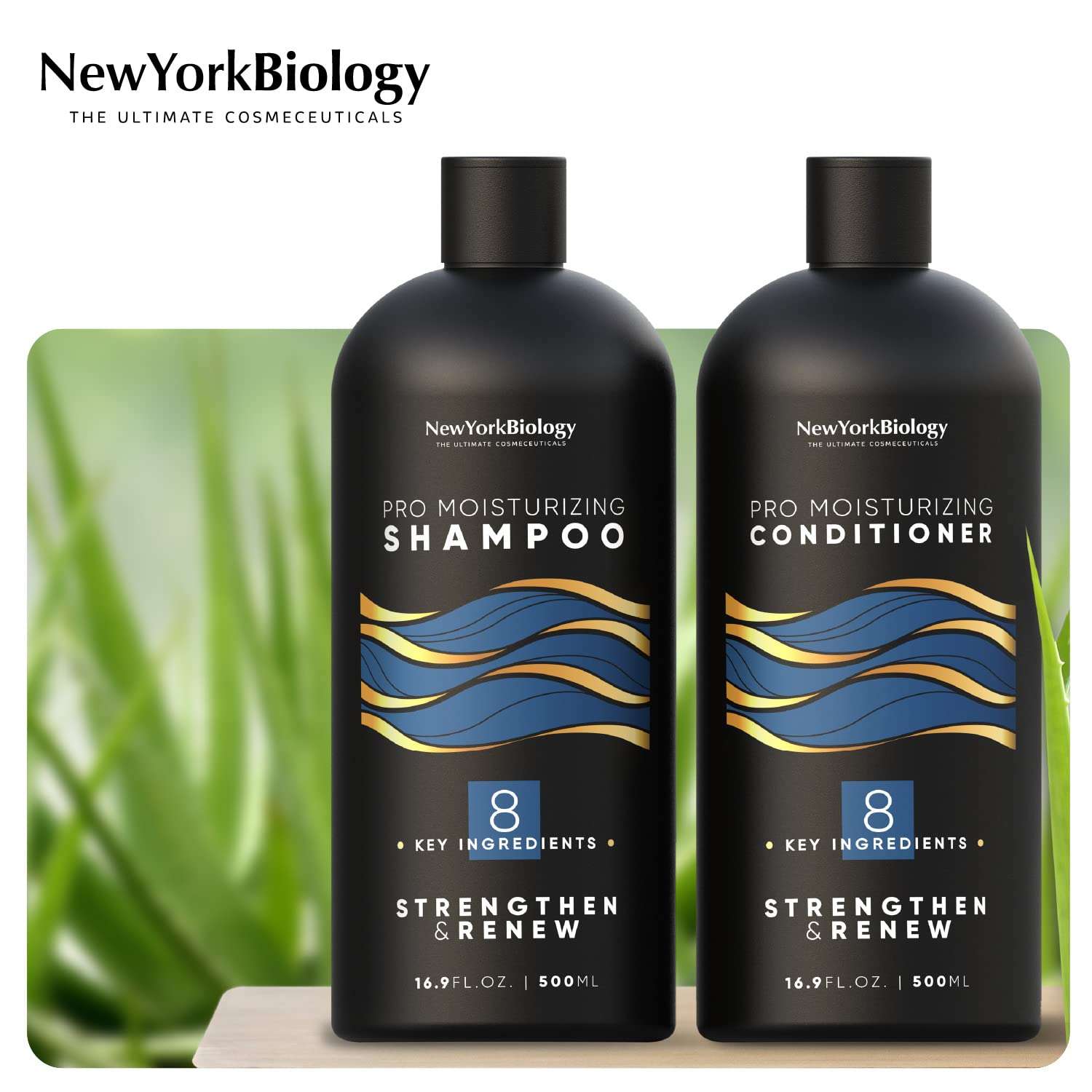 New York Biology Pro Moisturizing Shampoo and Conditioner Set 16 oz – Sulfate Free Shampoo for Color Treated Hair and Dry Damaged Hair – Hydrating Shampoo and Conditioner for Men and Women 5