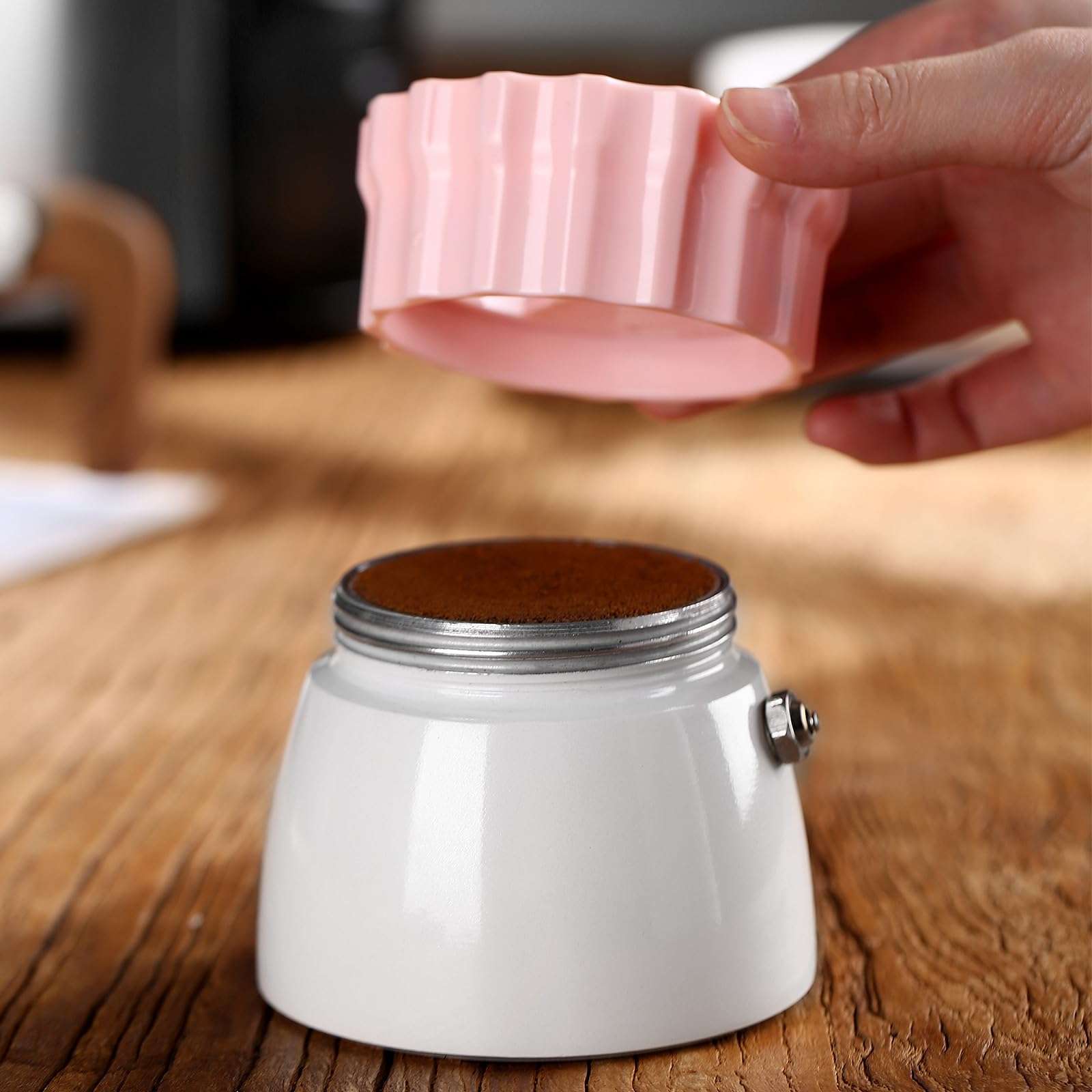 Coffee Grounds Dispenser Fit for 2-3 Cup Moka Pot, Coffee Powder Dosing Funnel Filler for Stovetop Espresso, Moka Pot Accessories, 55mm 6
