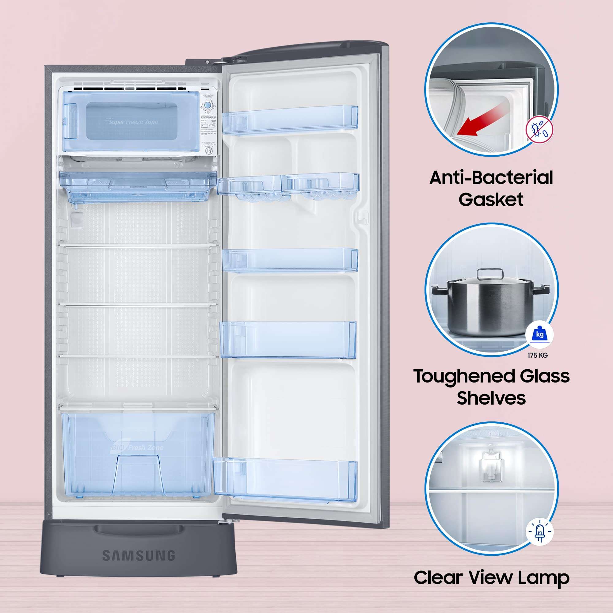 Samsung 223 L 3 Star Digital Inverter Direct Cool Single Door Refrigerator (RR24C2823S8/NL, Silver, Elegant Inox, Base Stand with Drawer 2023 Model) 4