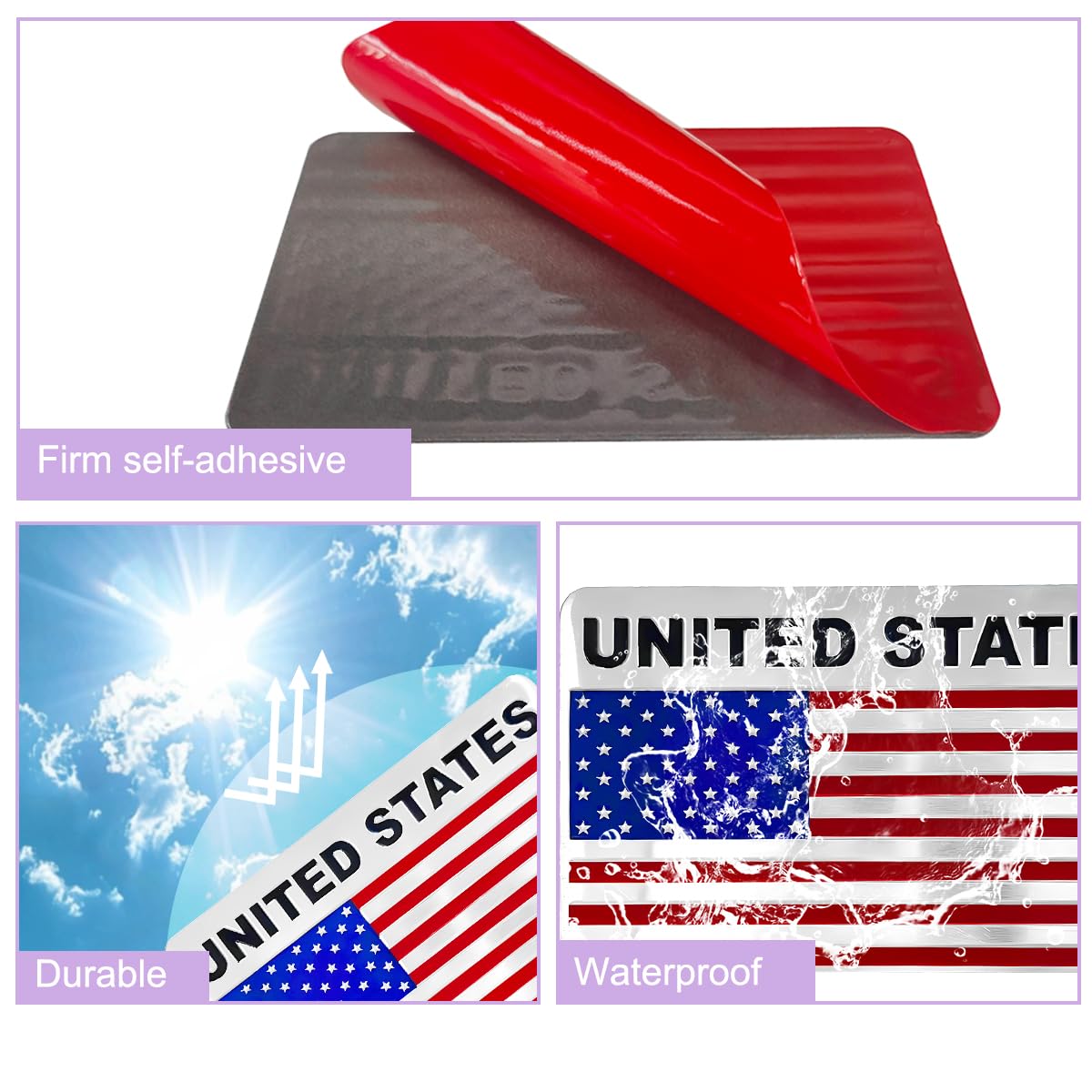 Zpana American Flag 3D Metal Car Decal, 6PCS Aluminum Alloy Patriotic Vehicle Bumper Emblem Stickers, Stars Stripe USA Automotive Exterior Decoration, Universal for SUV Sedan Truck (Style C) 4