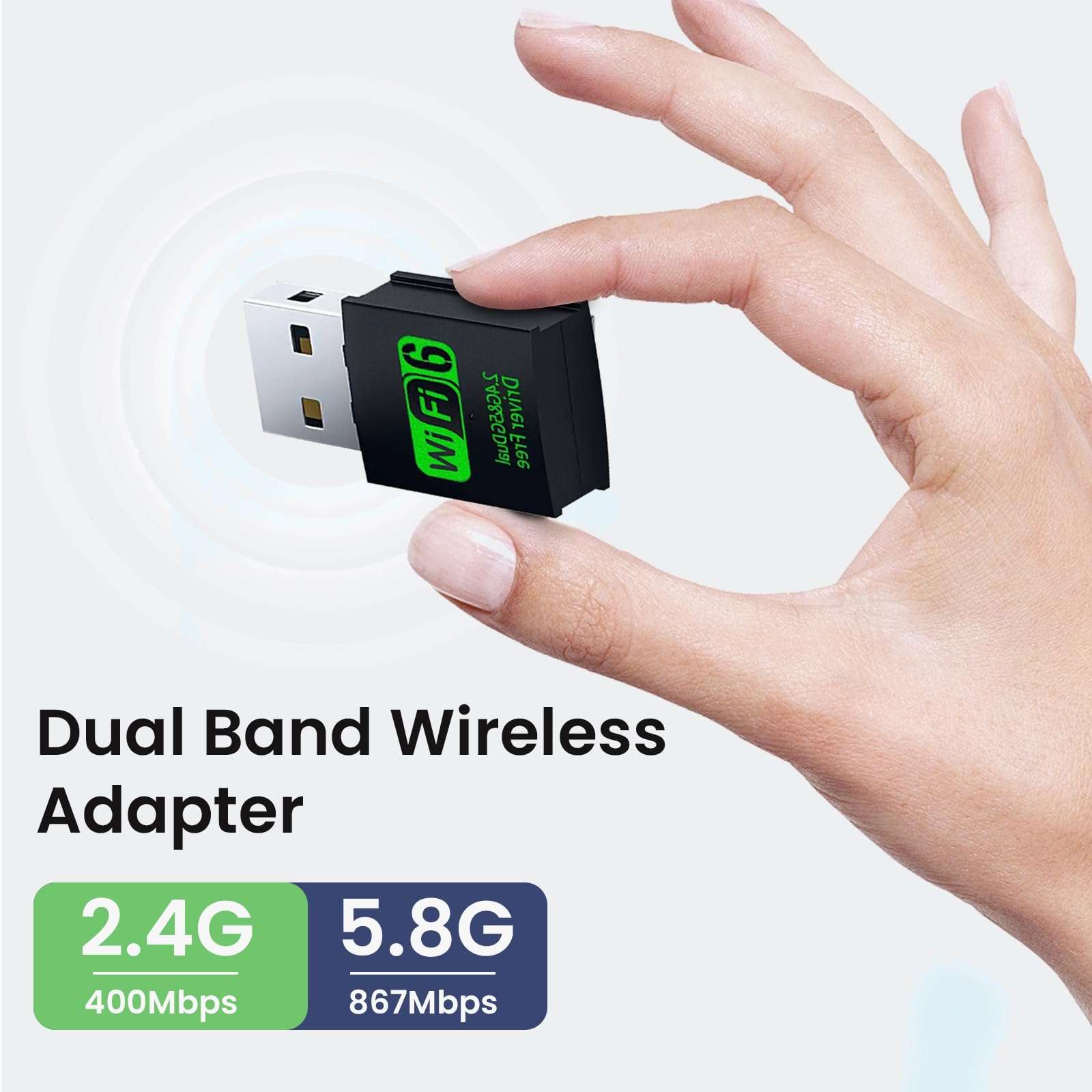 USB WiFi 6 Adapter, AX1800 WiFi Adapter with 5GHz/2.4GHz Dual Band, WPA3 Network Security, Mini WiFi AC Wireless Network for Desktop Laptop PC Support Windows 7/8/ 10(Light Black) 4