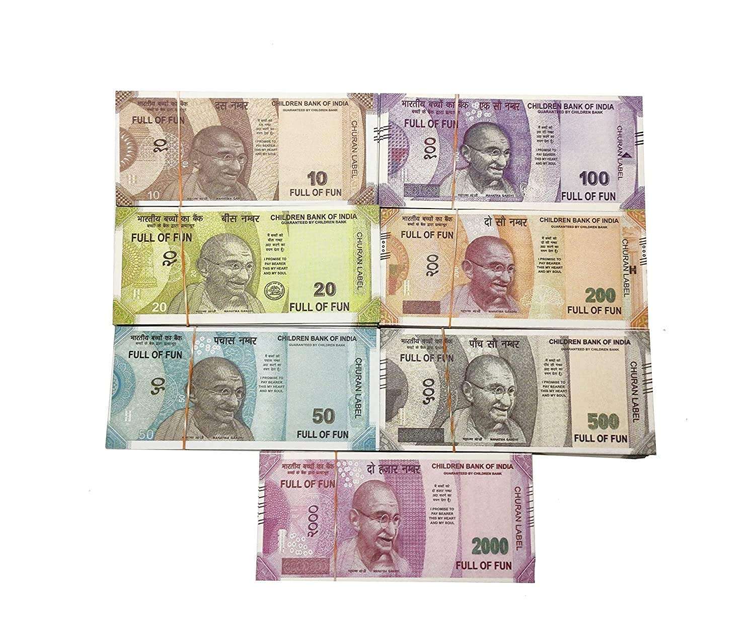 aagaj® Children Bank of India Dummy Currency Notes Combo | Fun Playing All Indian Rupees Currency Notes | Pretend Play Fake Money Currency for Kids - Rs.10, 20, 50, 100, 200, 500 & 2,000 (200 Each, 1400 Notes) 4