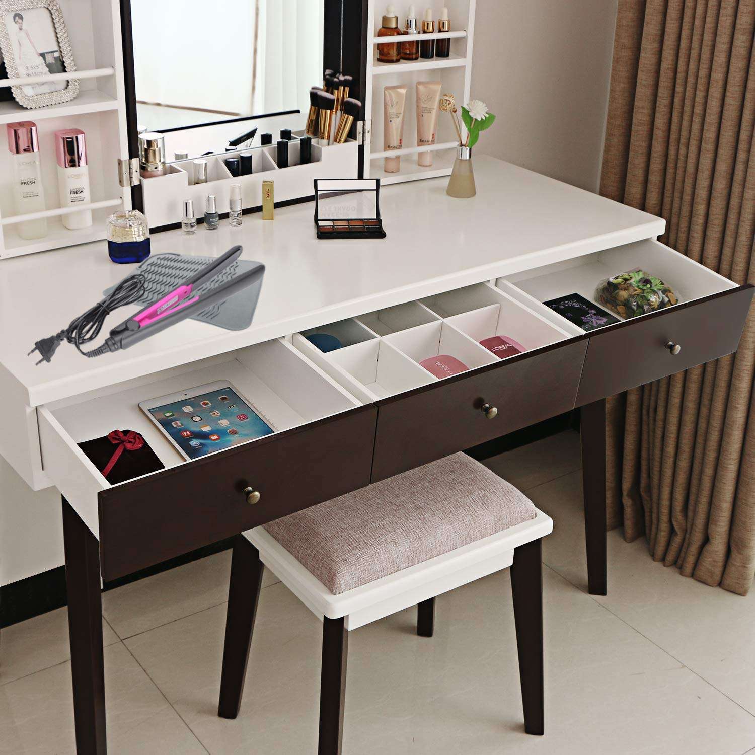 Heat Resistant Silicone Mat for Curling Iron Hair Straightener Flat Iron and Hot Styling Tool 9" x 6.5", Gray 2