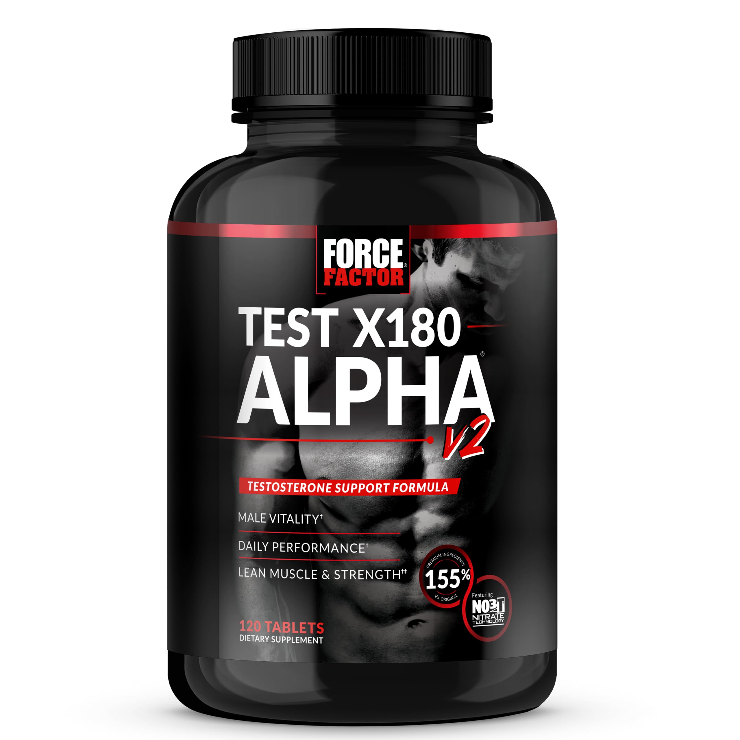 FORCE FACTOR Test X180 Alpha v2 T-Support for Men, T-Supplement to Help Build Strength, Boost Nitric Oxide, and Support Daily Performance, 120 Tablets 1