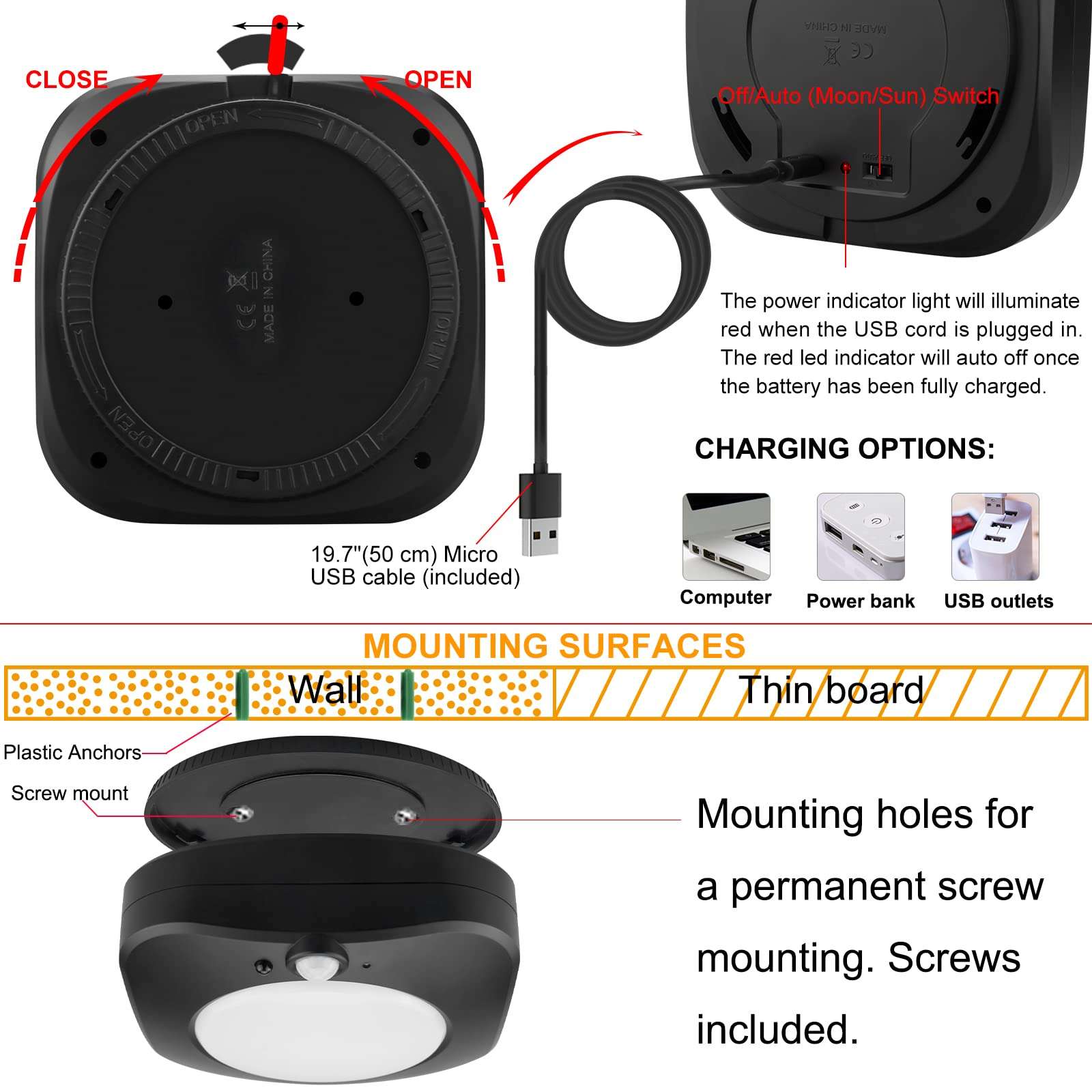 BIGMONAT Motion Sensor Shower Light Rechargeable, Wireless Ceiling Light with Remote, Dimmable RGB Light for Closet Bathroom Hallway Cabinet Bedroom Laundry Dorm, 220LM 6