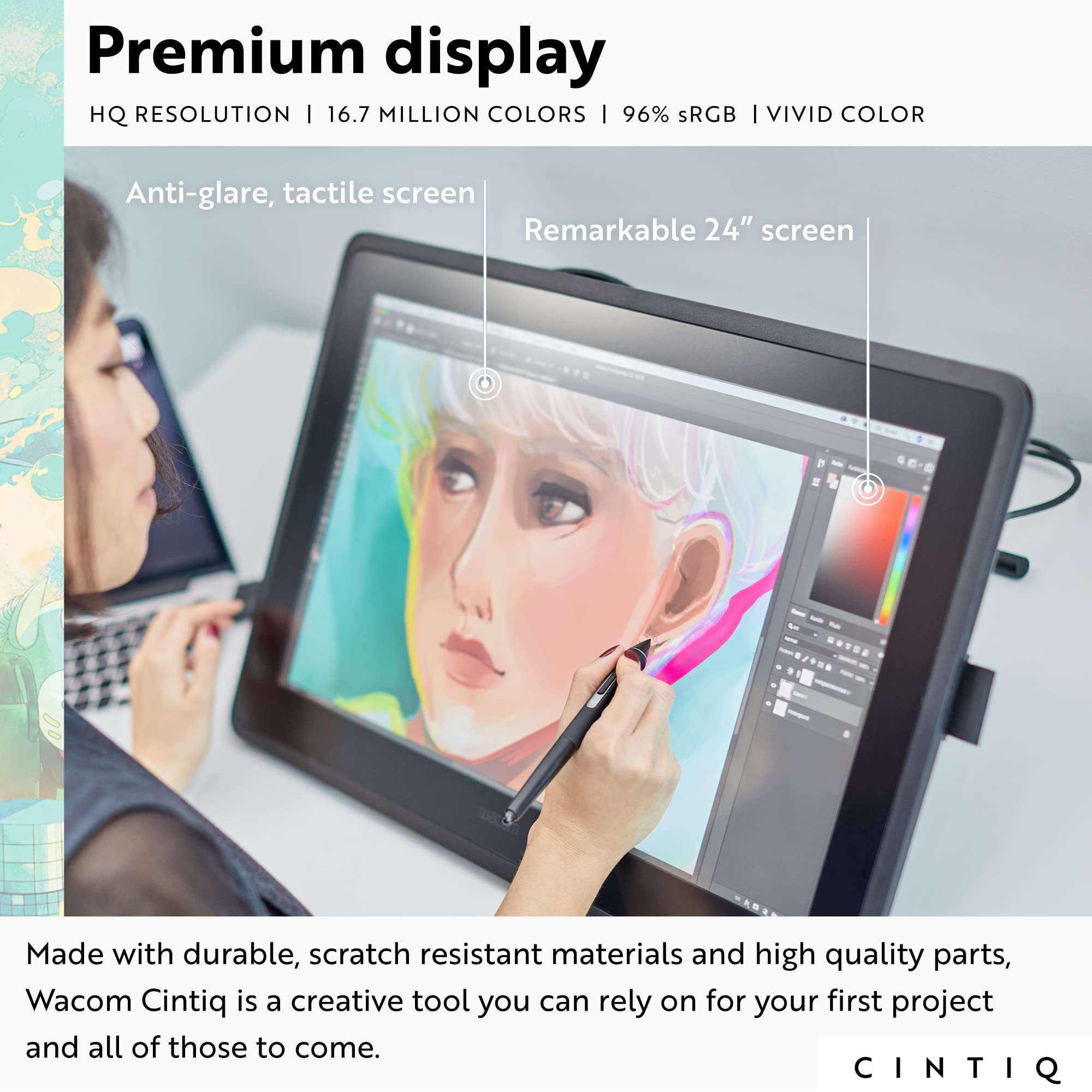 Wacom Cintiq 22 Drawing Tablet with Screen, 21.5" Full HD Display Graphic Arts Tablet Includes Pro Pen 2 w/ Tilt Response, Graphic Design Animation Display Pad for Mac, PC 5