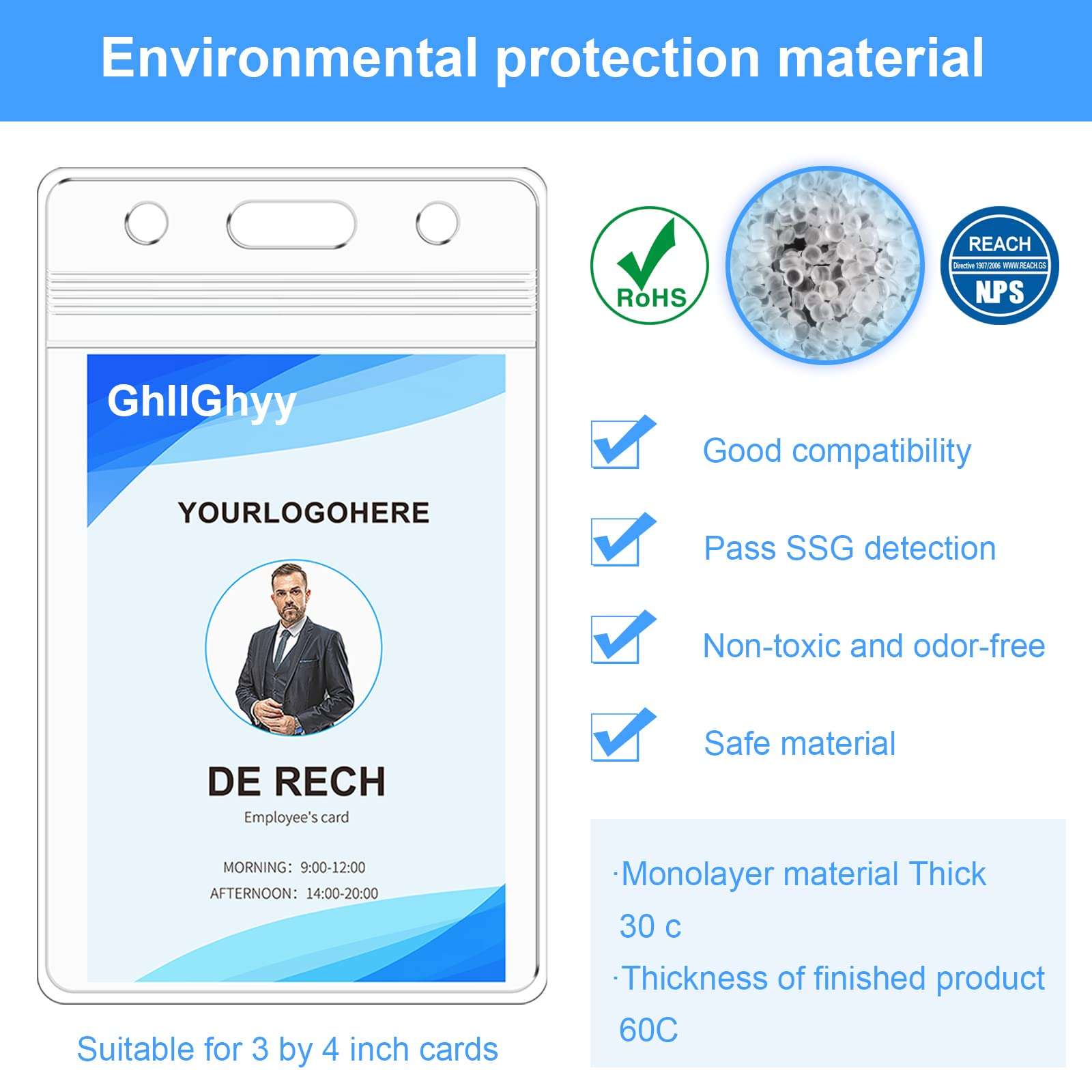 50 PCS Vertical Transparent Id Badge Holders,PVC Card Holder,Sealable Waterproof Zip Type Plastic Protector Holder,2.83x4.6 Inch Business Id Card Holder (50) 4