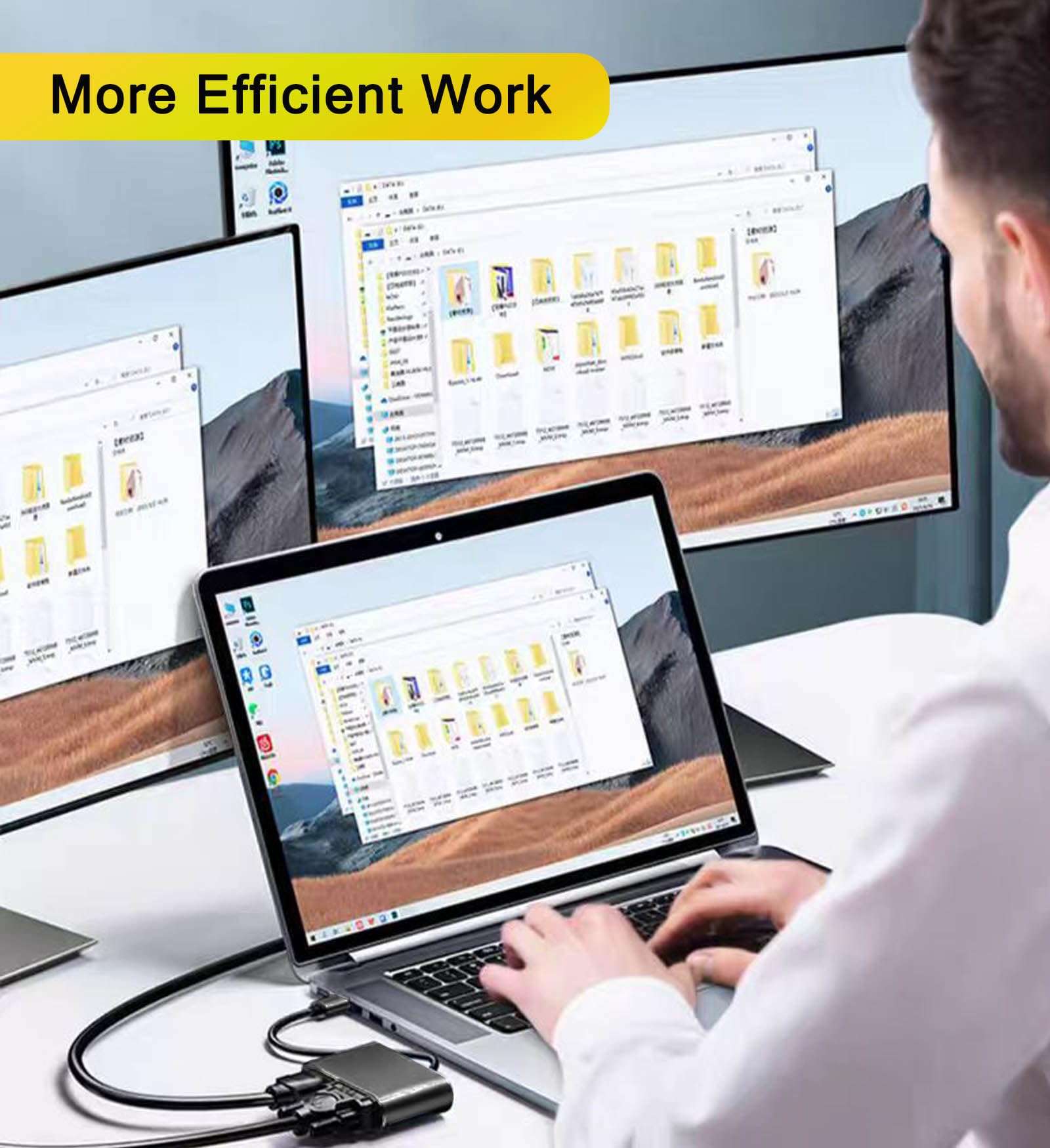 sartyee USB to HDMI Adapter with VGA and 3.5mm Audio, 1080P Multi-Monitor Video Audio Converter Cable, USB Adapater for PC, Laptop to Monitor, Support Windows XP 7/8/8.1/10 5