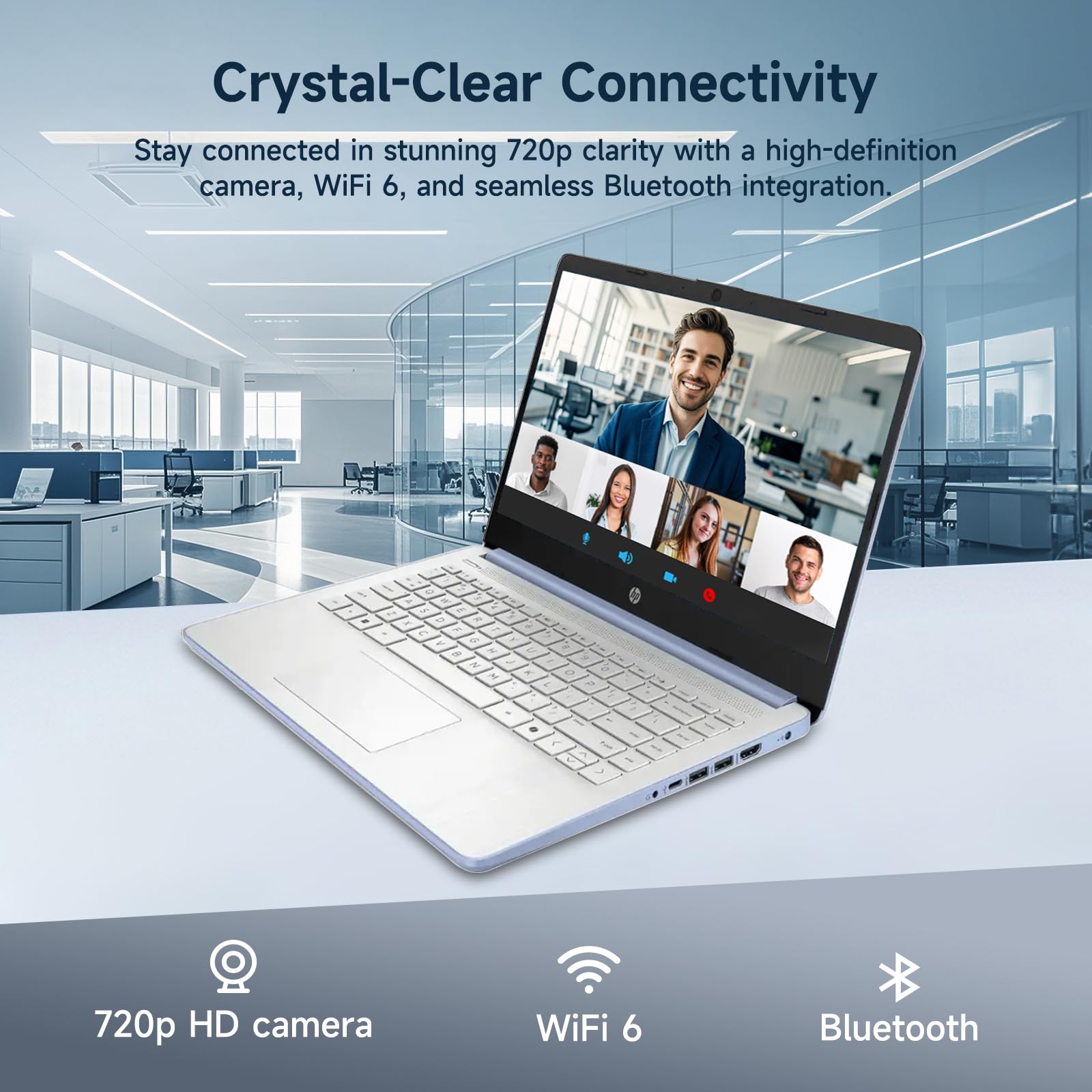 HP 14" Laptop, Intel Processor N150 (Beat i3) 16GB RAM 256GB Storage(128GB UFS + 128GB SD Card) 1-Year Office 365 Copilot AI Win11 WiFi6 Laptops-Computer for Business Student w/GM Accessory 6
