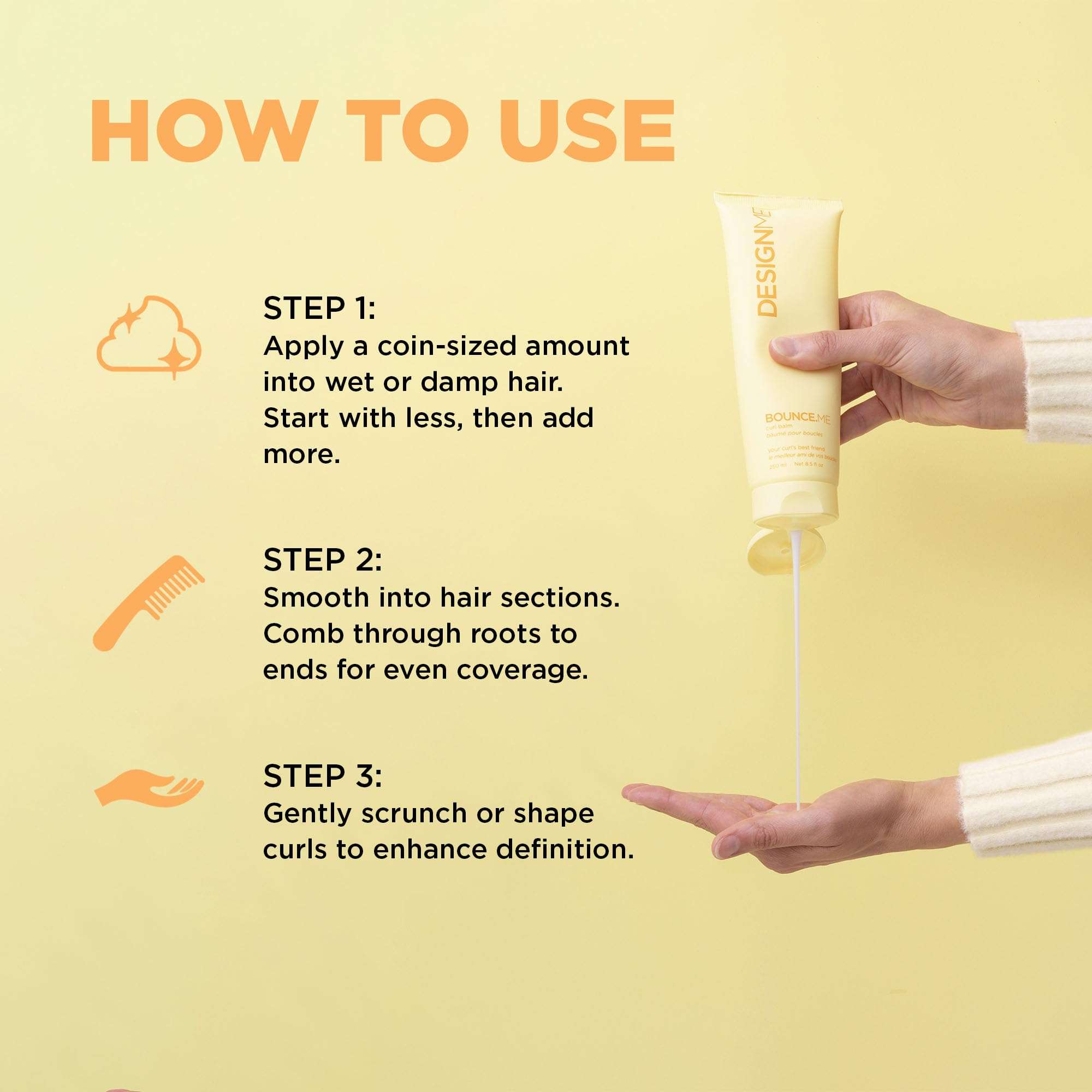 Design.Me BOUNCE.ME Curl Balm and Cream for Curly Hair with Nourishing Argan Oil | Wave, Coil, and Curl Defining Cream | Sulfate Free and Paraben Free (8.5 Fl Oz) 4