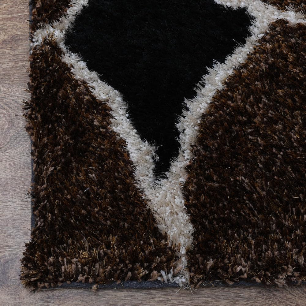 Hand Tufted SHAG Polyester ECO-Friendly Area Rugs - 4'x6', Rectangle, Multicolor, Geometric Modern Design, High Pile Thick Handmade Anti Skid Rugs for Living Room K00044 6