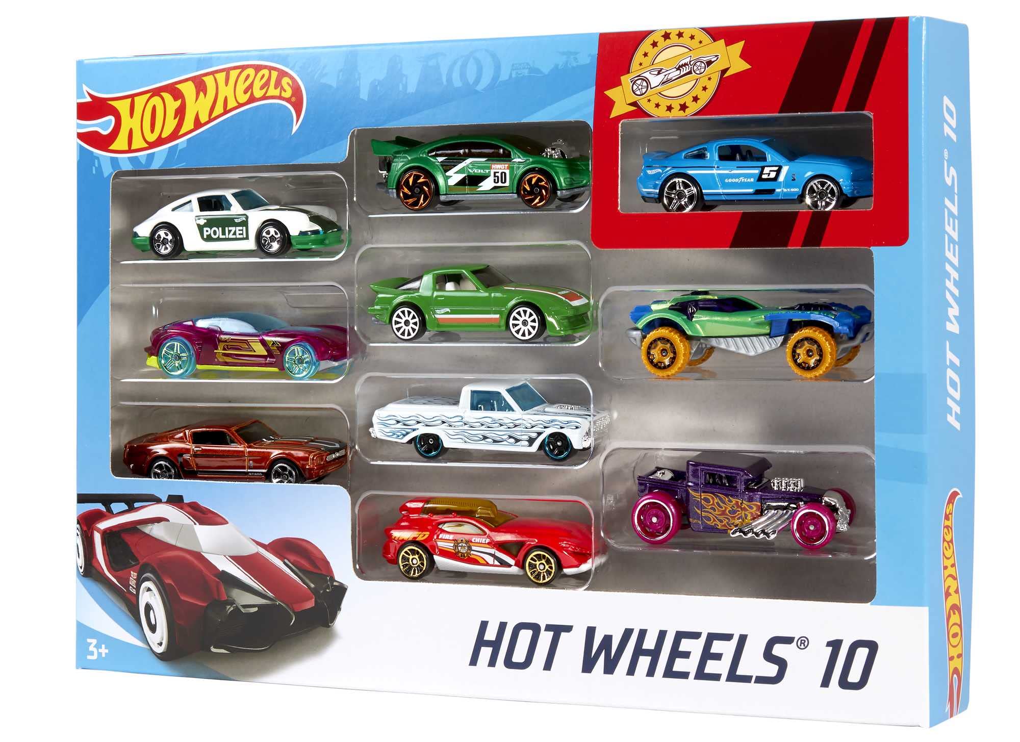 Hot Wheels 10 Cars Gift Pack, Assorted Metal Cars, Multicolor 4
