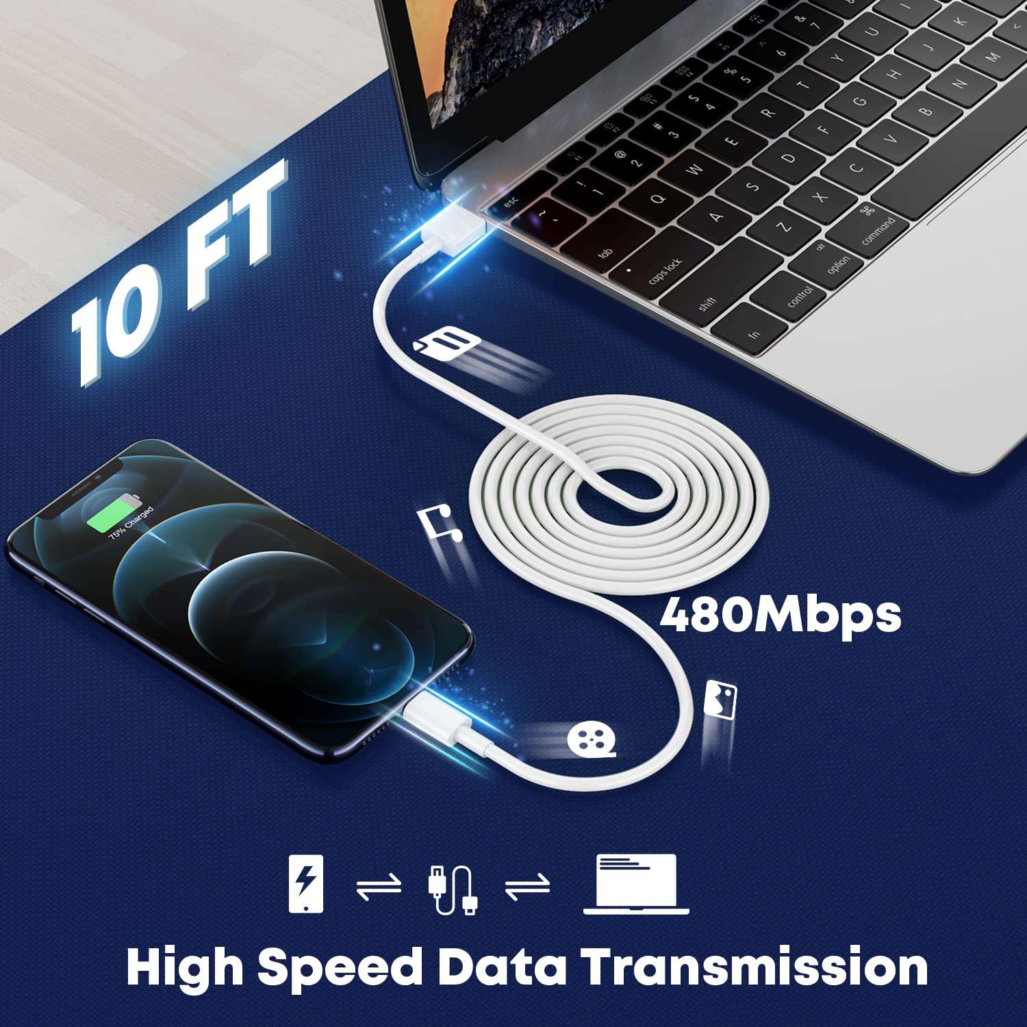 iPhone Charger [Apple MFi Certified] 2Pack 10FT Extra Long Charging Cords USB to Lightning Cable with USB Wall Charger Block Power Adapter Travel Plug for iPhone 13/12/11 Pro Max/SE/XS/X/XR/8/7, iPad 6