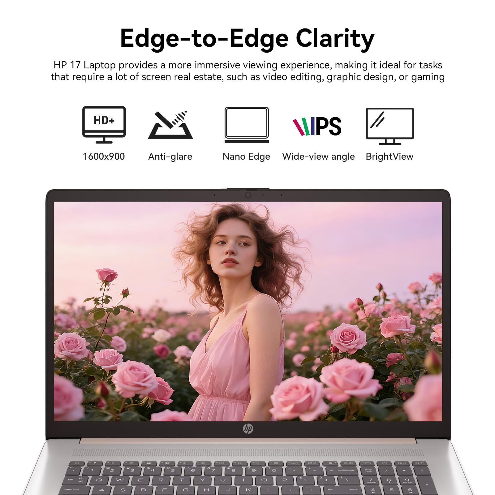 HP Laptop 17 Inch, 17.3" HD+ Large Screen Business Laptop Computer, 13th Gen Intel Core i5(10-Core, Beat i7-1255U), Windows 11 Pro|8GB RAM 256GB SSD, Backlit Keyboard|Fingerprint|Copilot AI|Rose Gold 6