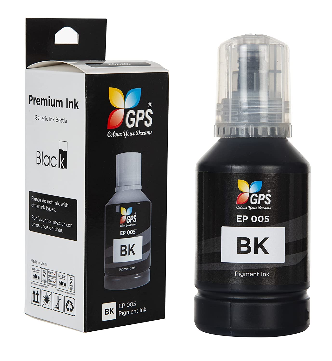 GPS Colour Your Dreams for Epson Printer Ink - Compatible with M1100, M1120, M1140, M1170, M1180, M2140, M2170, M3140, M3170, M3180-005 Pigment Black Ink Bottle for Epson Inkjet Printers 1