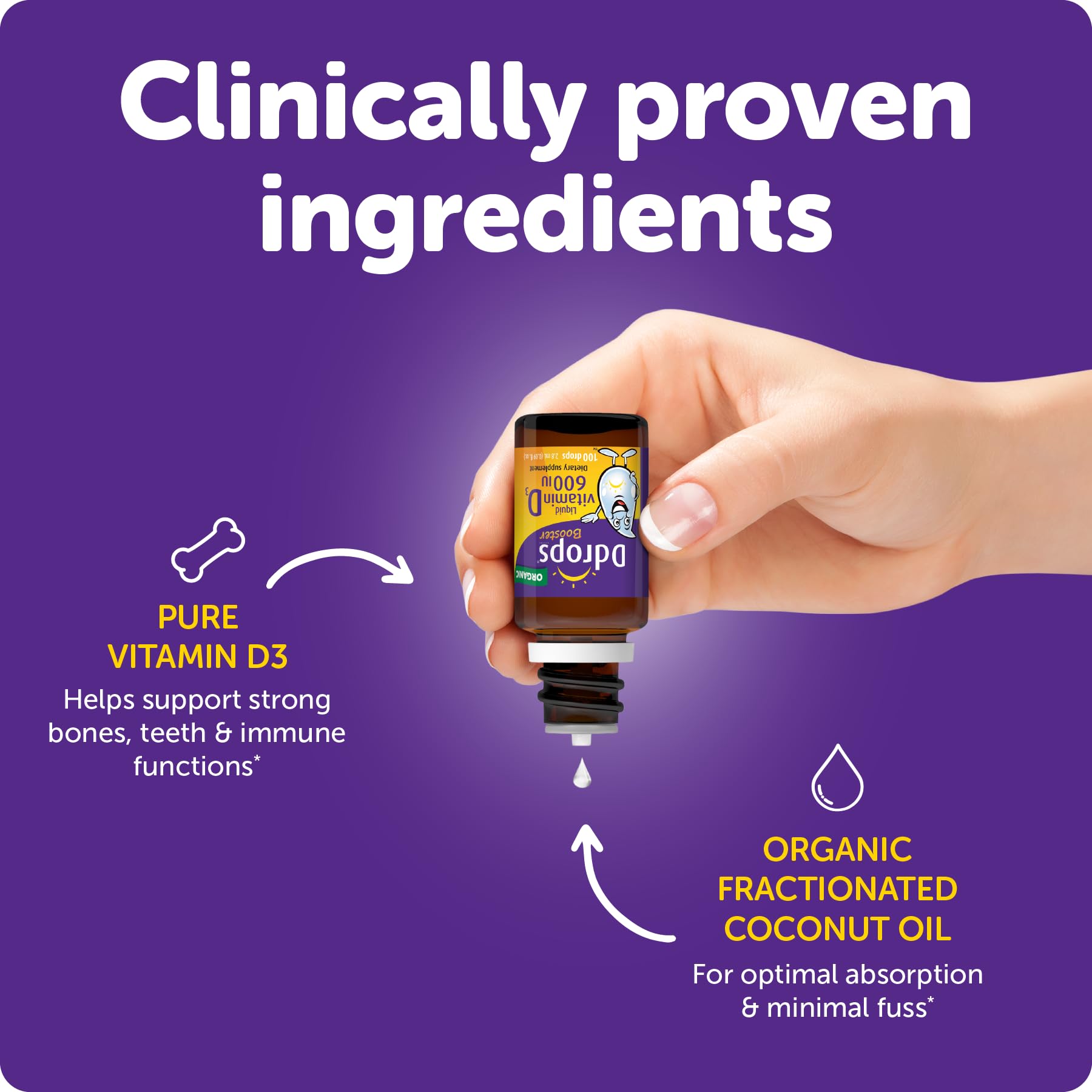 Ddrops Kids Booster 600IU 100 Drops - Daily Liquid Vitamin D for Kids. Support Strong Bones & Immune System in Children. No Preservatives, No Sugar, Non-GMO, Allergy-Friendly 6