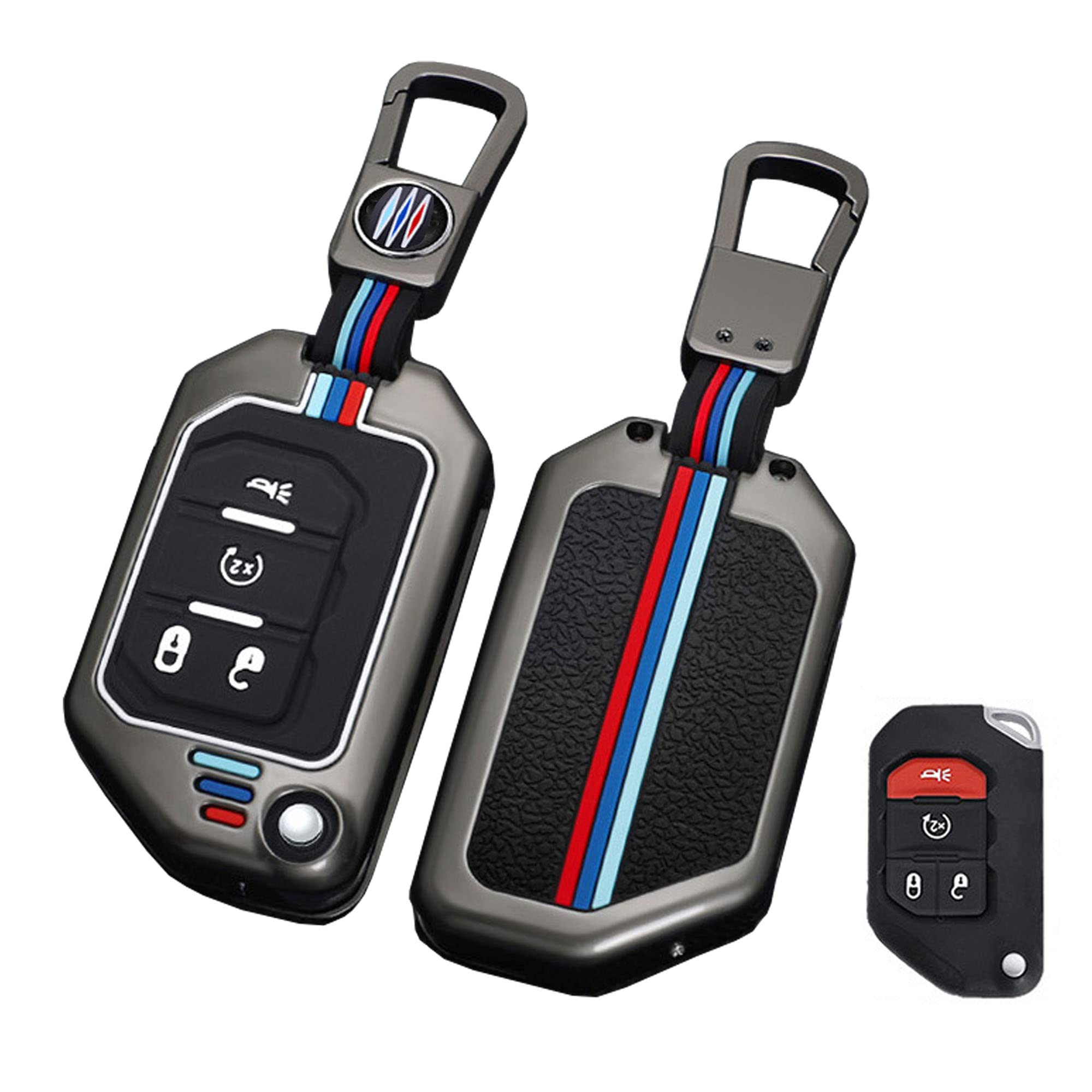 for Jeep Key Fob Cover Car Key Protection Shell with Keychain Fit for Jeep Gladiator JT Sahara JLU Jeep Wrangler JL JLU Rubicon 1
