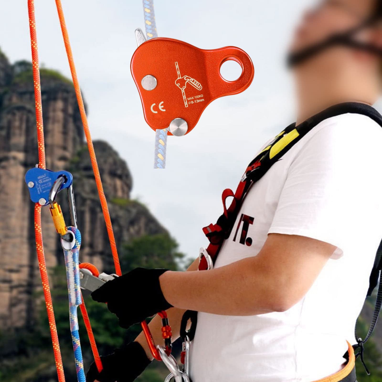 Bluephoenix Climbing Descender Adjuster, Fits 9mm-12mm Rope for Rocking Climbing Protection for Mountaineering 6