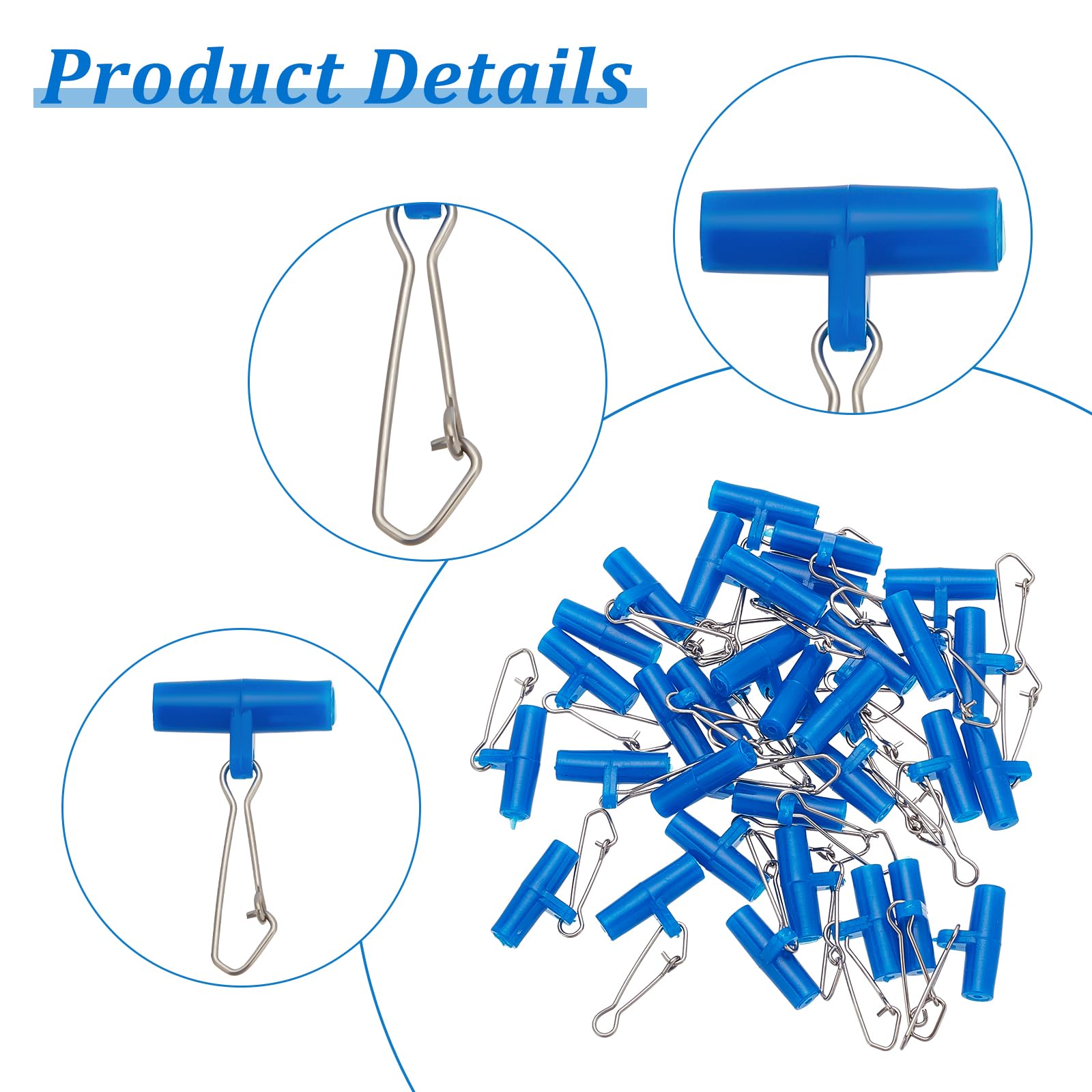 beinkmake 100pcs Fishing Line Sinker Slides Rig with Duo Lock Snap Sinker Slider Swivel Snap Kit Weight Connectors for Catfish, Blue 4