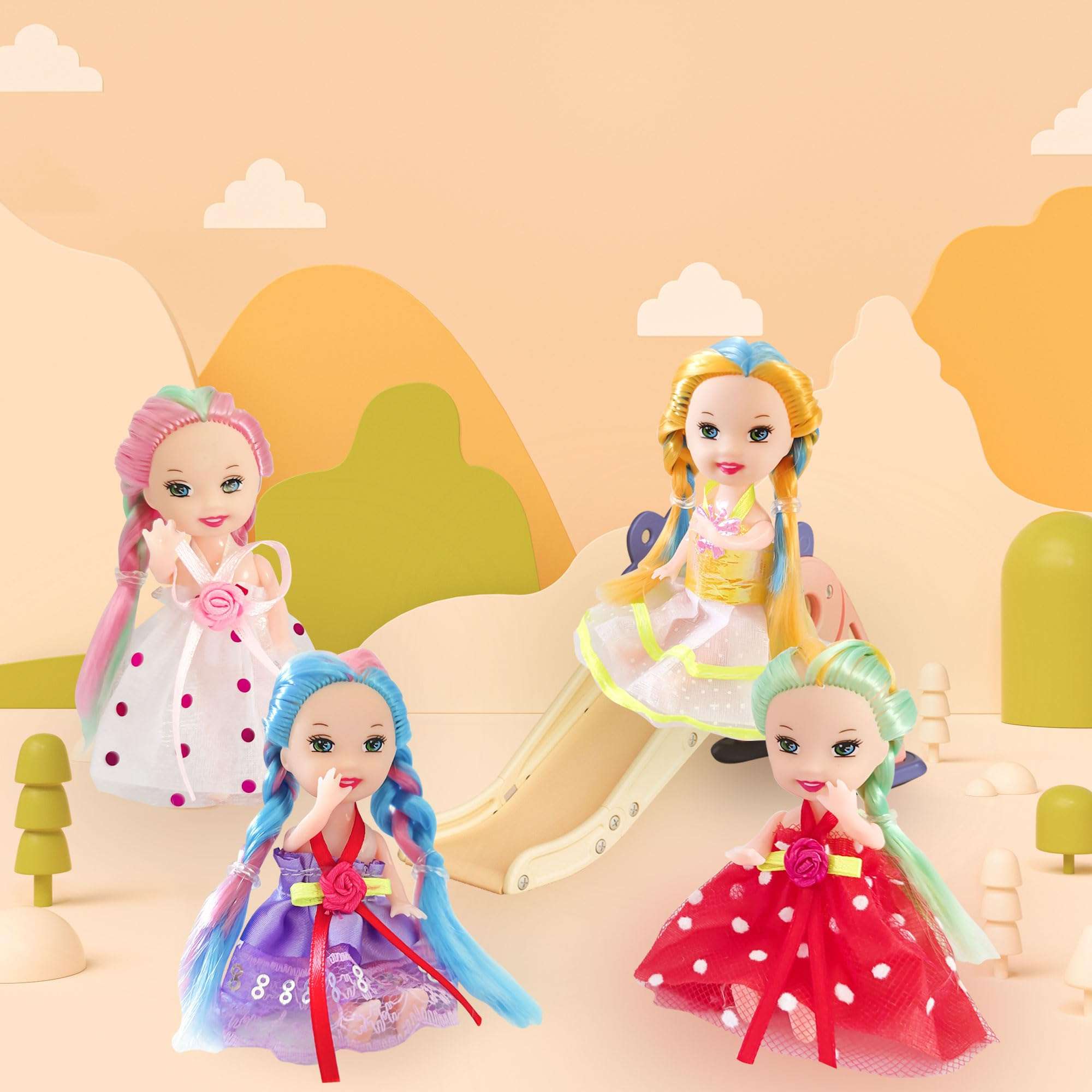 Huang Cheng Toys: 10 Sets of 4-Inch Mini Girl Dolls with Handmade Clothes & Doll Shoes 4
