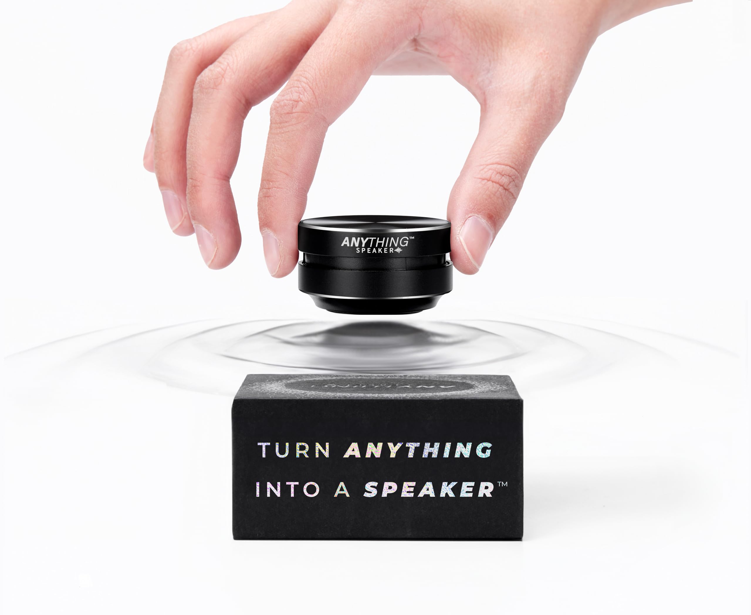 Anything Speaker - Portable Mini Bluetooth Speaker 2024 - Turn Anything Into A Speaker - Wireless Bone Conduction Induction Vibration Humbird + Gift Box - Travel Sized, 360° Sound (Black) 1
