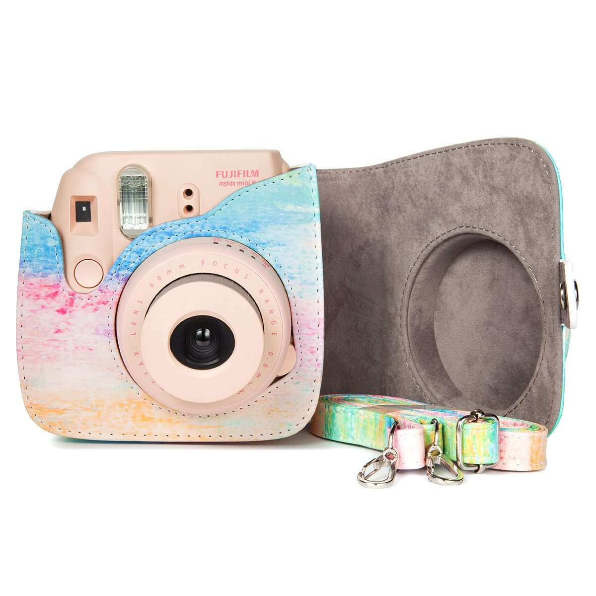CAIUL Camera Carrying Case Compatible with Fujifilm Instax Mini 8 8+ 9 Camera, Rainbow Mist 4